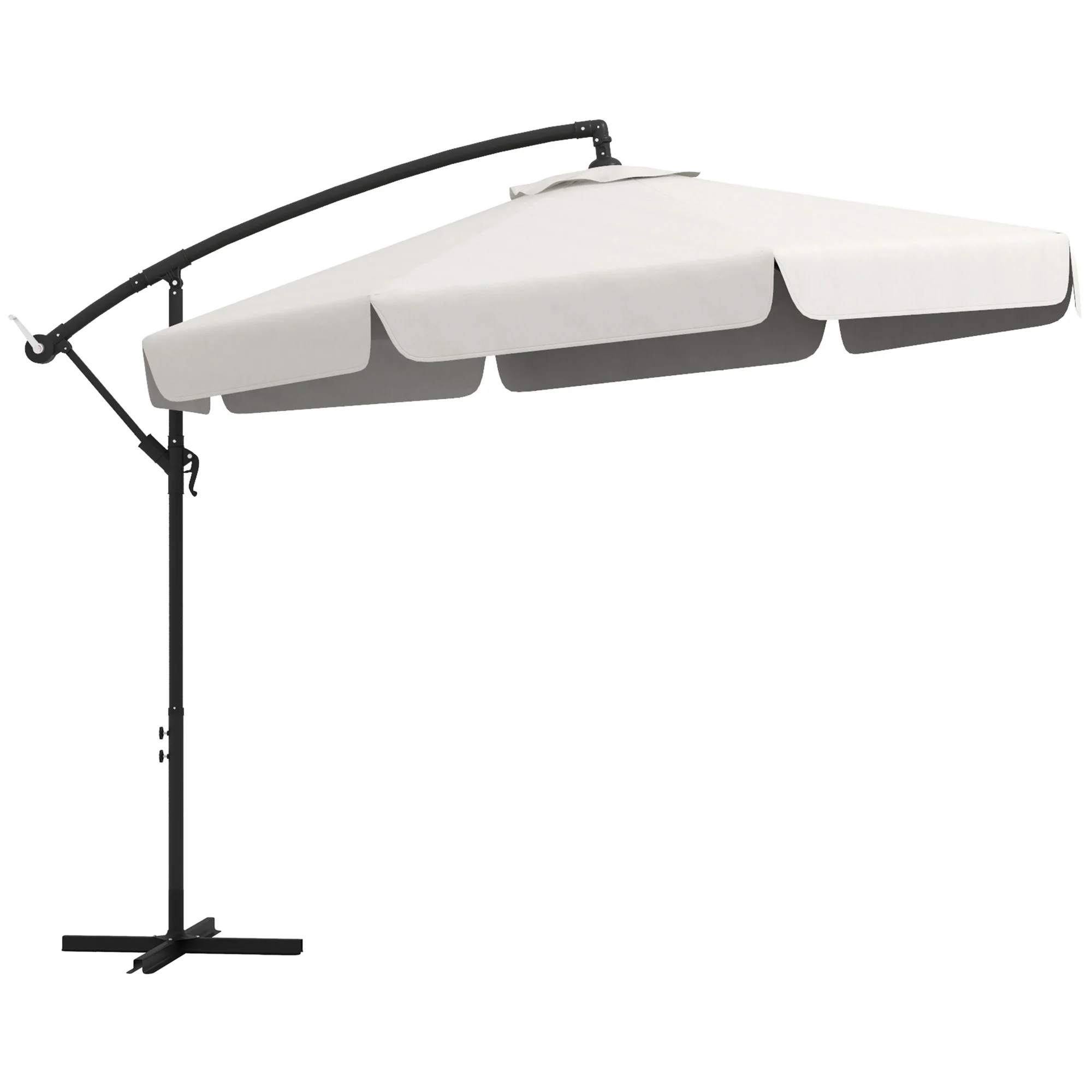 11FT Offset Hanging Patio Umbrella with Easy Tilt and Cross Base, Cream White - Image 2