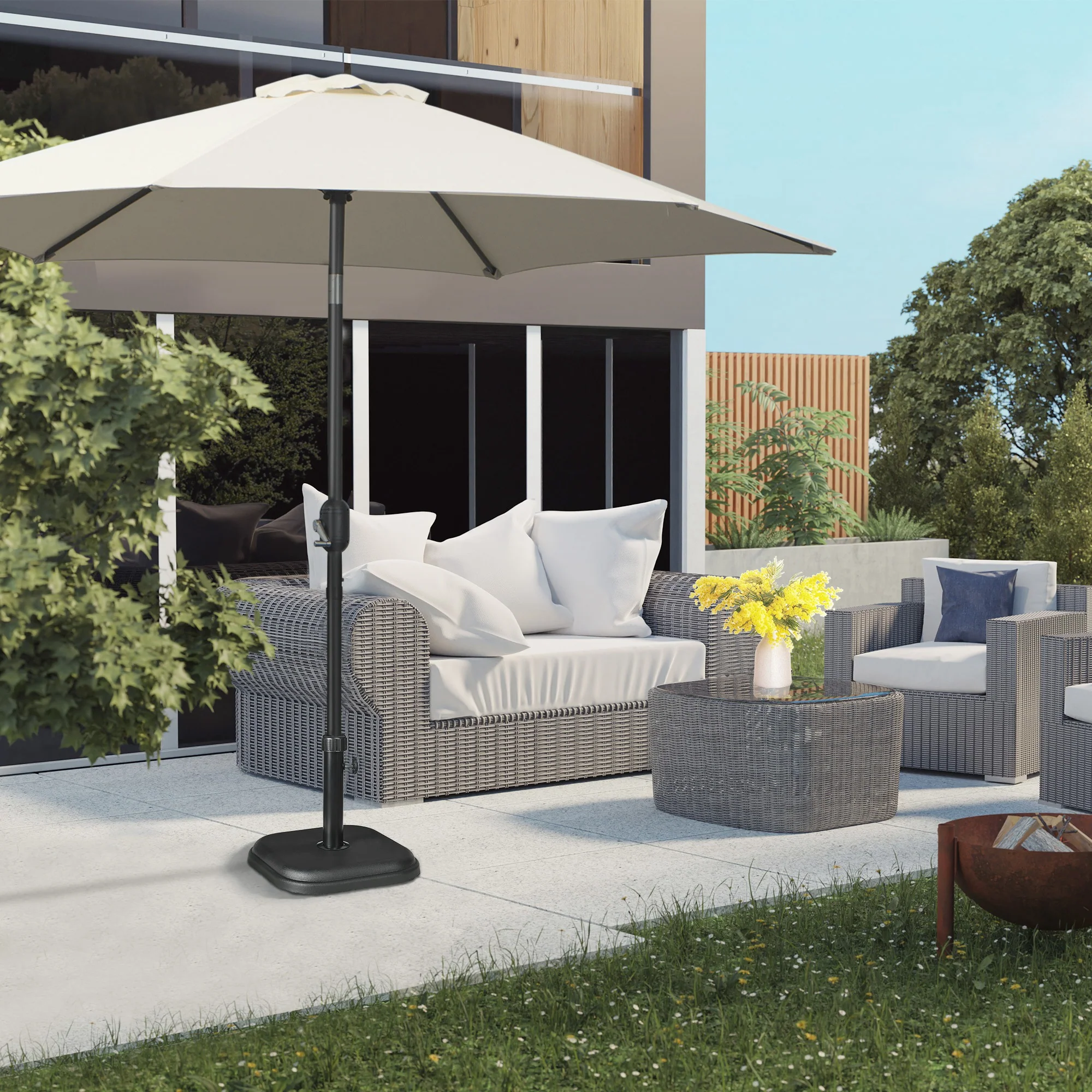 11kg Concrete Garden Parasol Base Holder, Square Umbrella Stand Weight, Black - Image 10