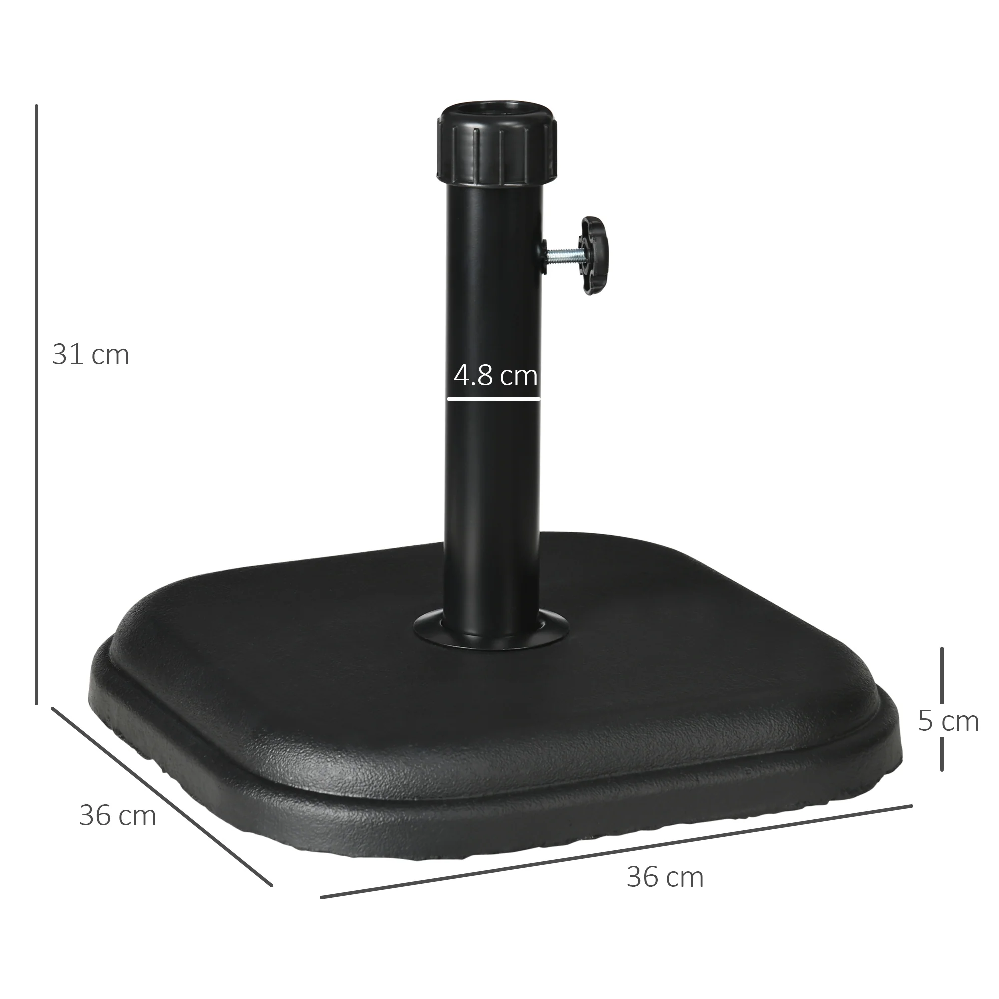 11kg Concrete Garden Parasol Base Holder, Square Umbrella Stand Weight, Black - Image 5