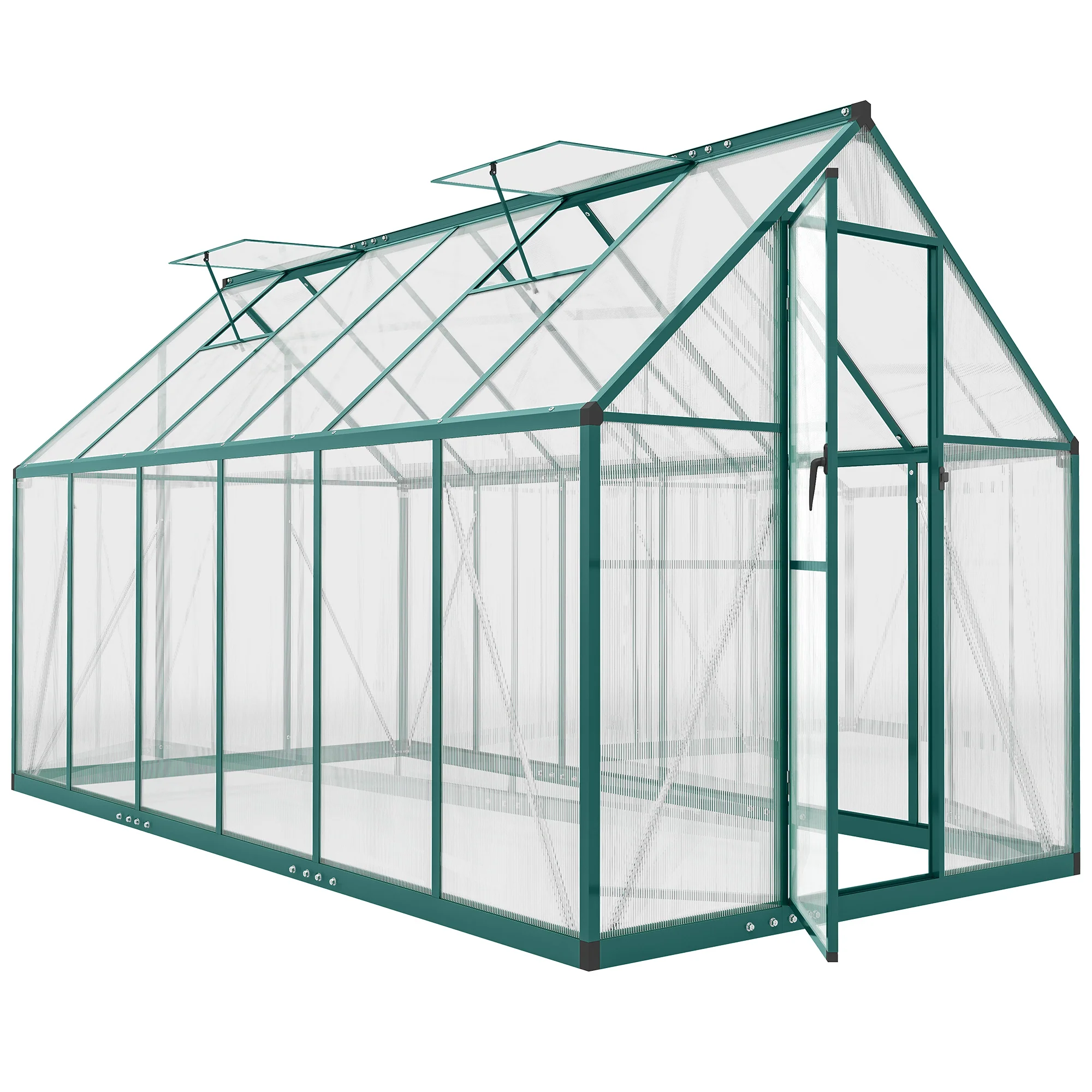 11' x 6' Polycarbonate Walk-in Greenhouse, Dark Green - Image 12