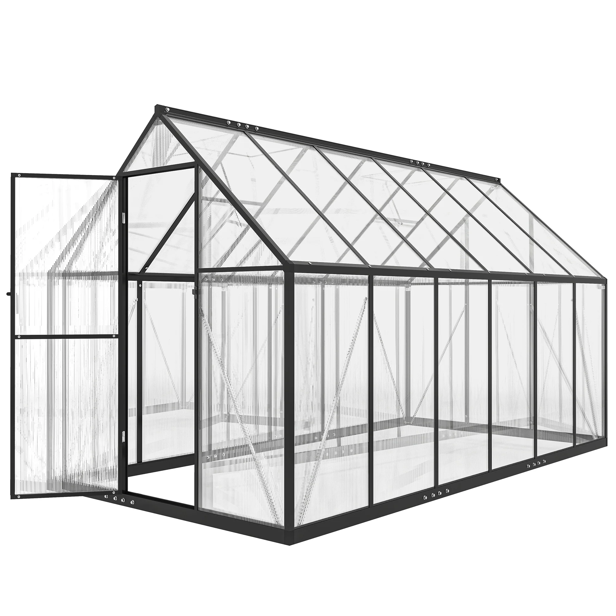 11' x 6' Polycarbonate Walk-in Greenhouse, Black - Image 2