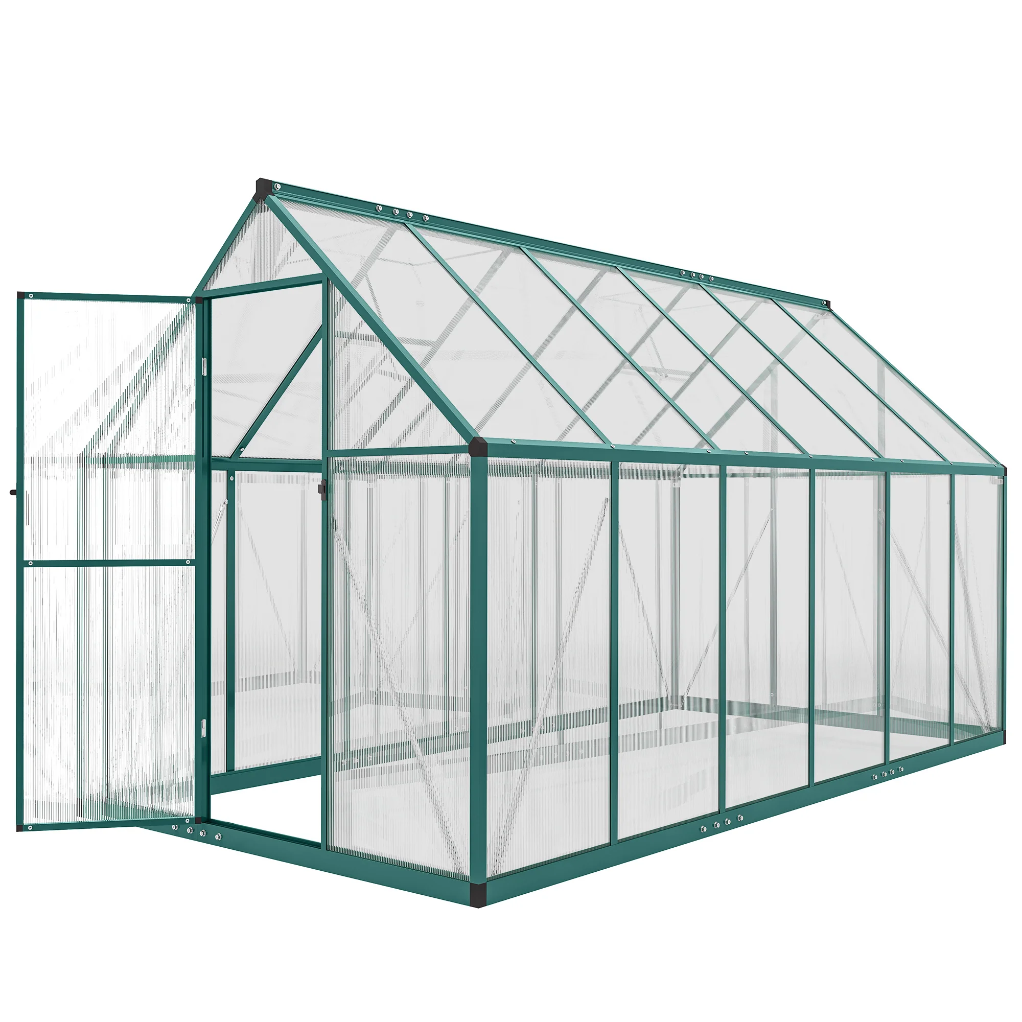 11' x 6' Polycarbonate Walk-in Greenhouse, Dark Green - Image 2