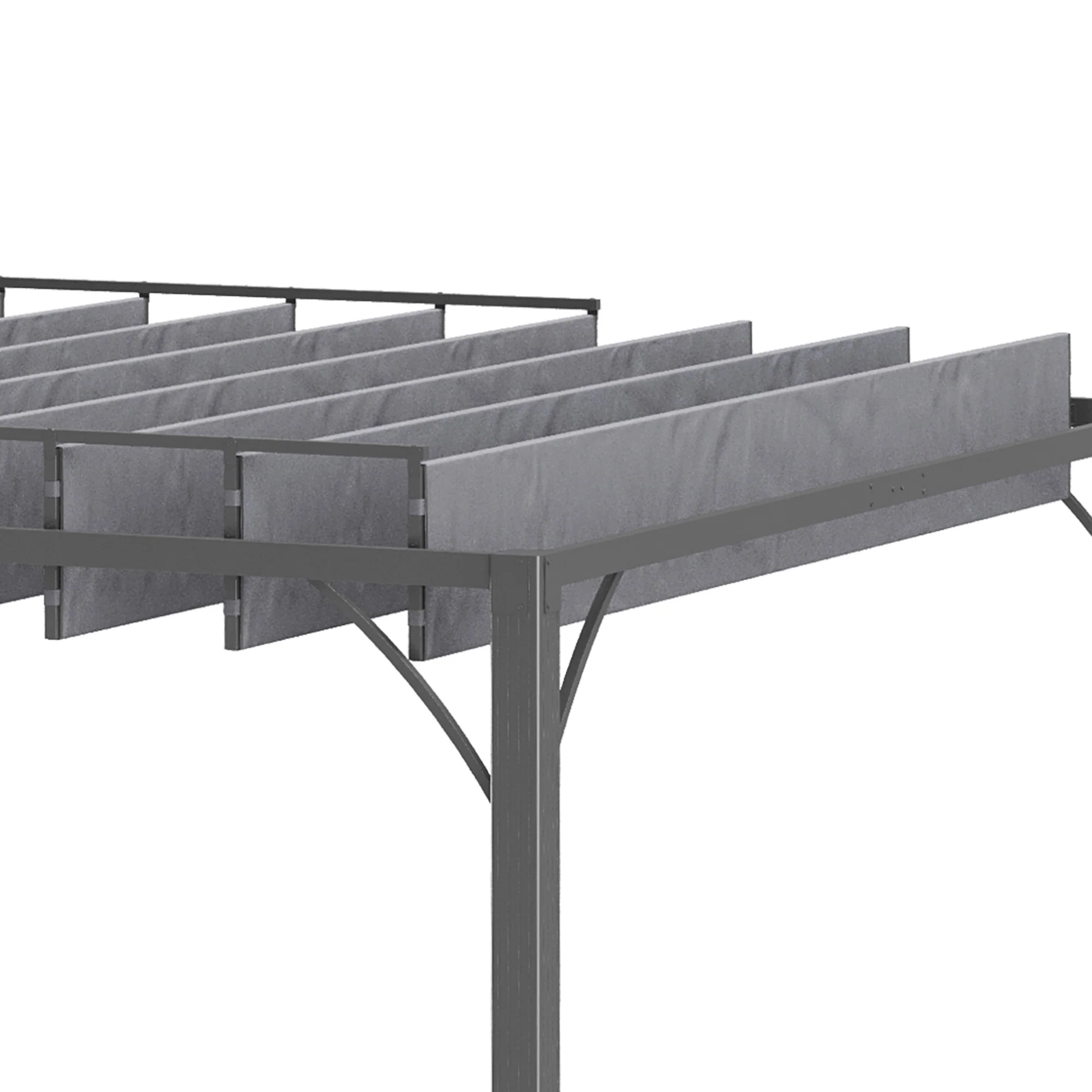 12.8' x 9.7' Outdoor Pergola with Retractable Roof and Ground Stakes, Grey - Image 11
