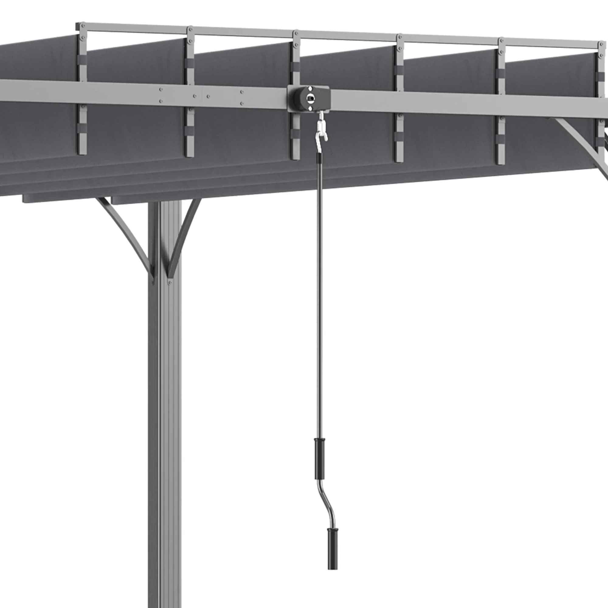 12.8' x 9.7' Outdoor Pergola with Retractable Roof and Ground Stakes, Grey - Image 9