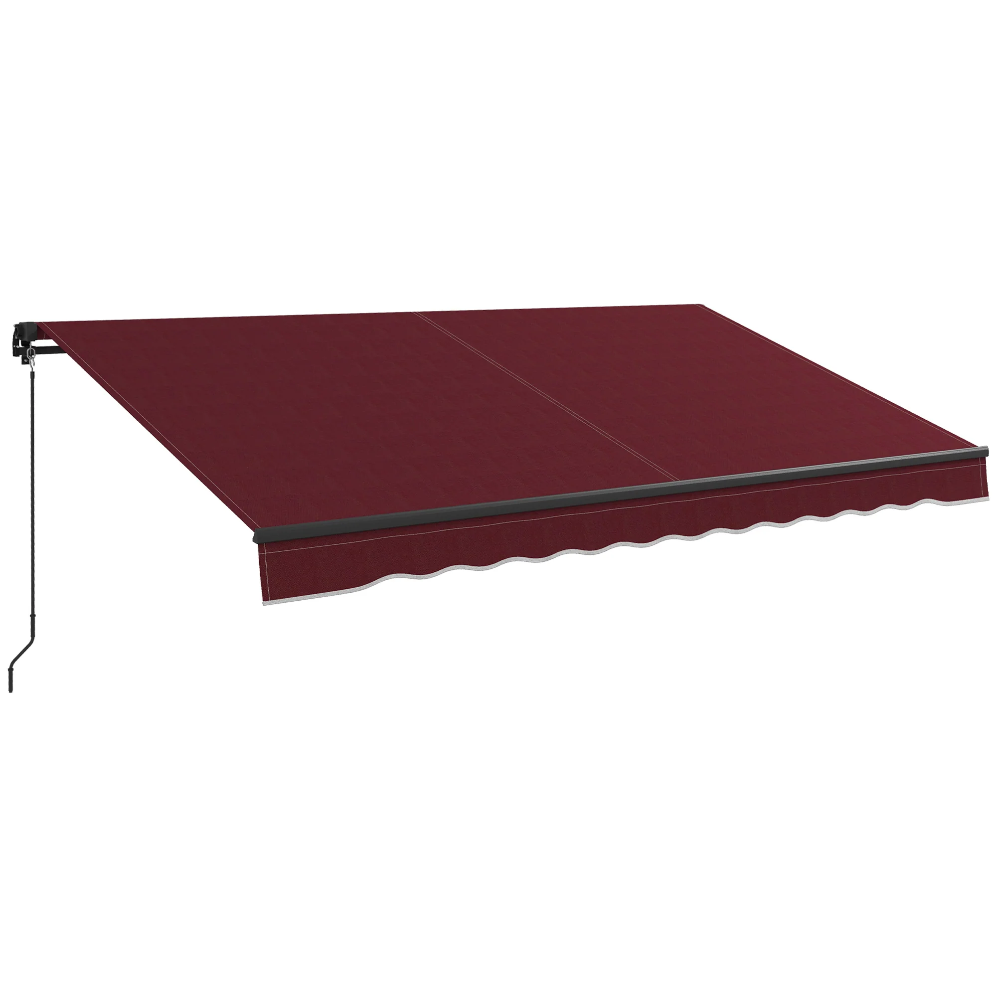 12' x 10' Retractable Awning with Manual Crank, 280gsm UV Resistant Fabric and Aluminum Frame, Wine Red - Image 12