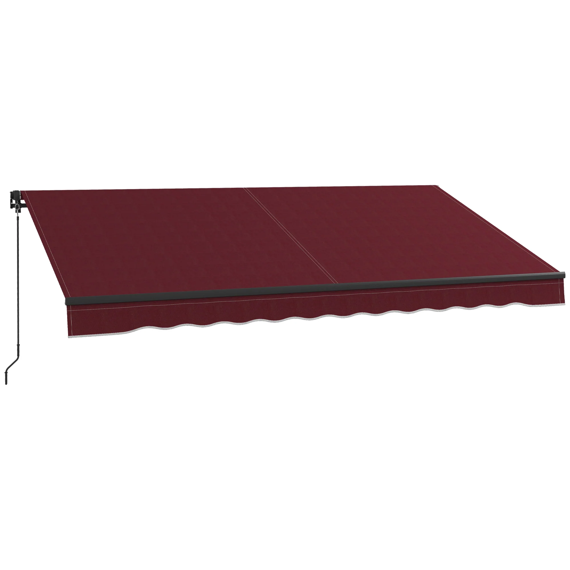 12' x 10' Retractable Awning with Manual Crank, 280gsm UV Resistant Fabric and Aluminum Frame, Wine Red - Image 2