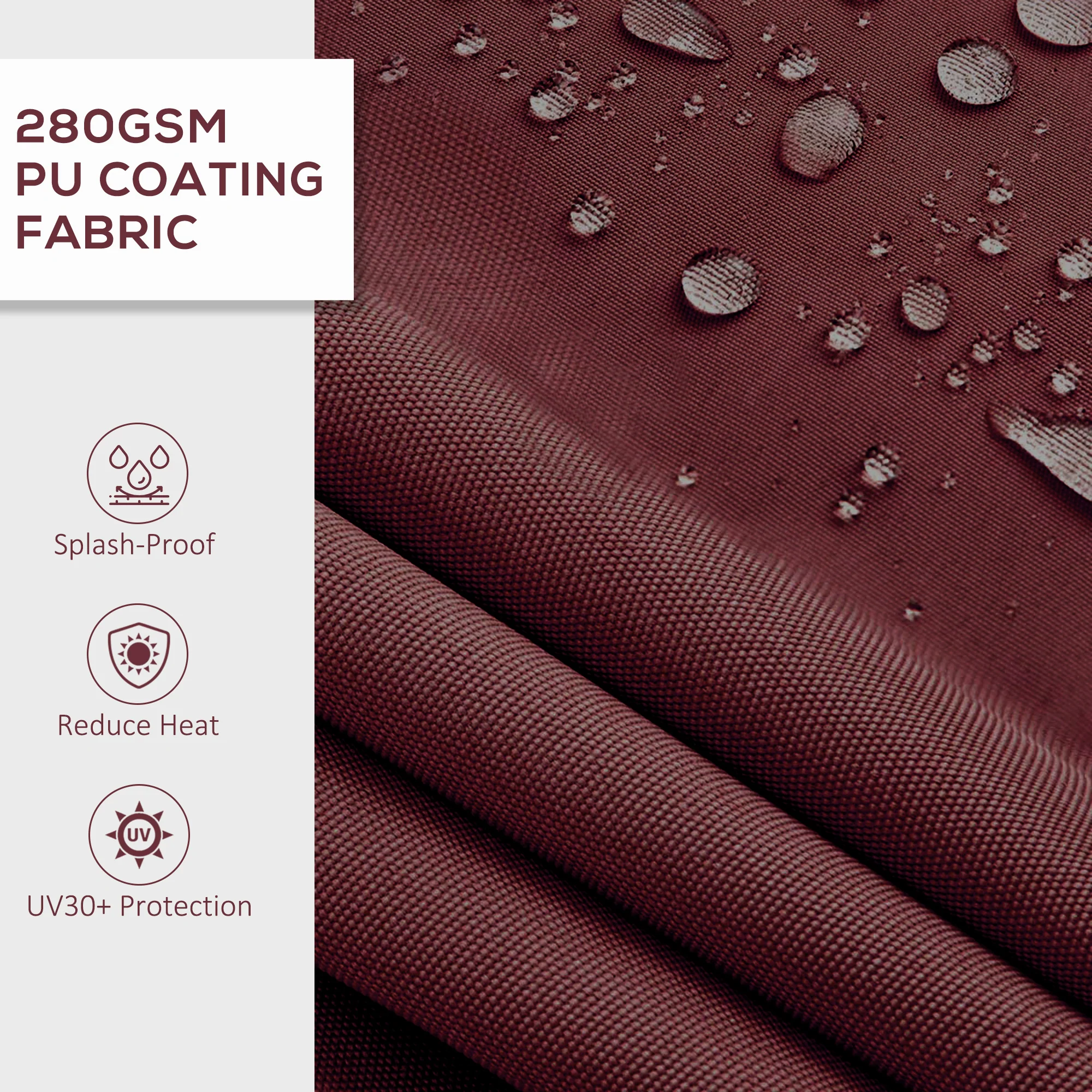 12' x 10' Retractable Awning with Manual Crank, 280gsm UV Resistant Fabric and Aluminum Frame, Wine Red - Image 8