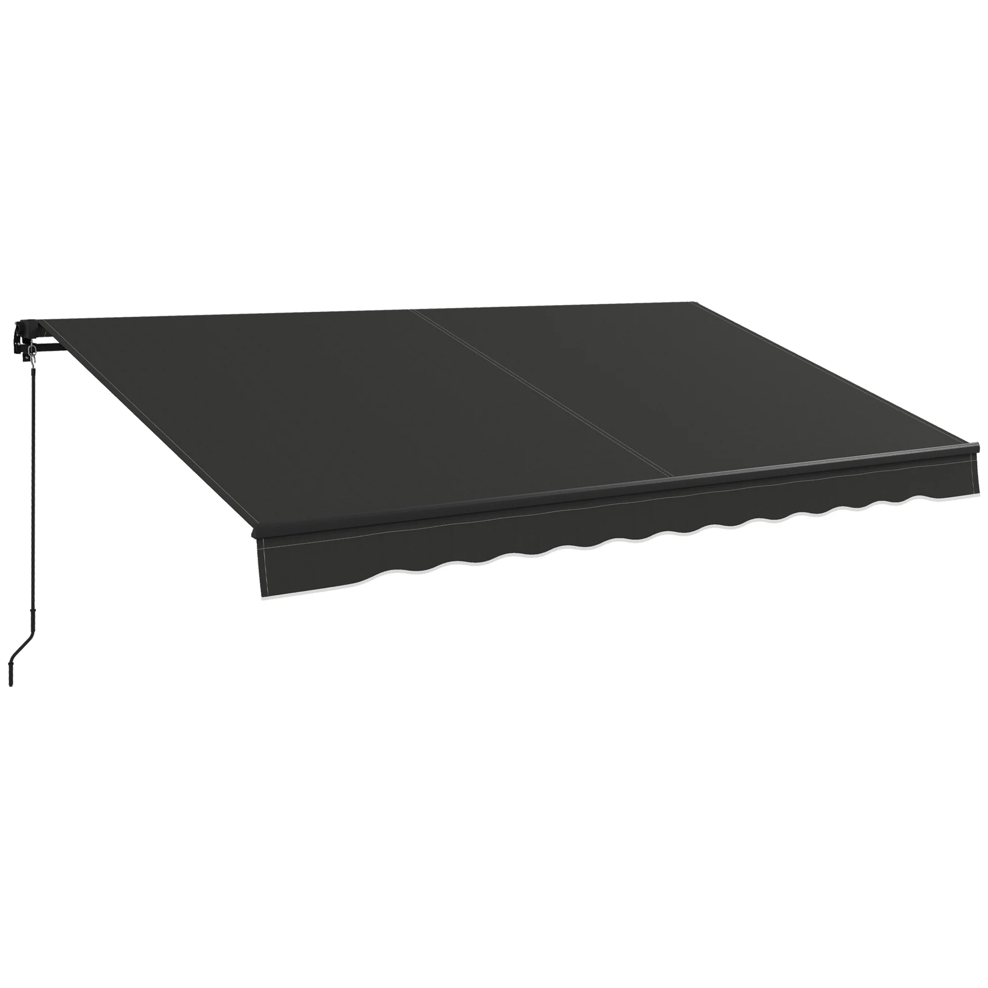12' x 10' Retractable Awning with Manual Crank, 280gsm UV Resistant Fabric and Aluminum Frame, Black