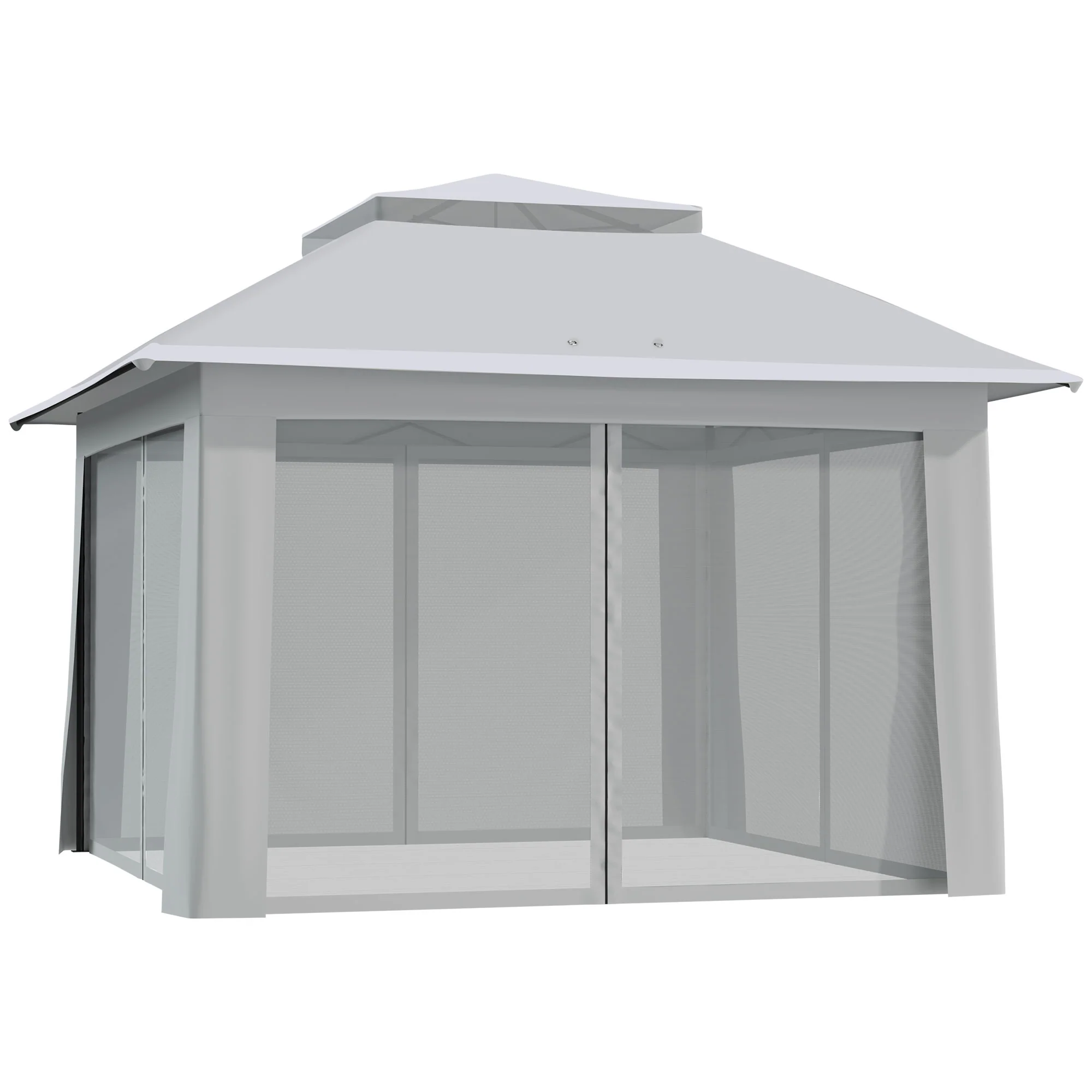 12' x 12' Foldable Party Tent with Steel Frame & Roller Bag, Light Grey - Image 2