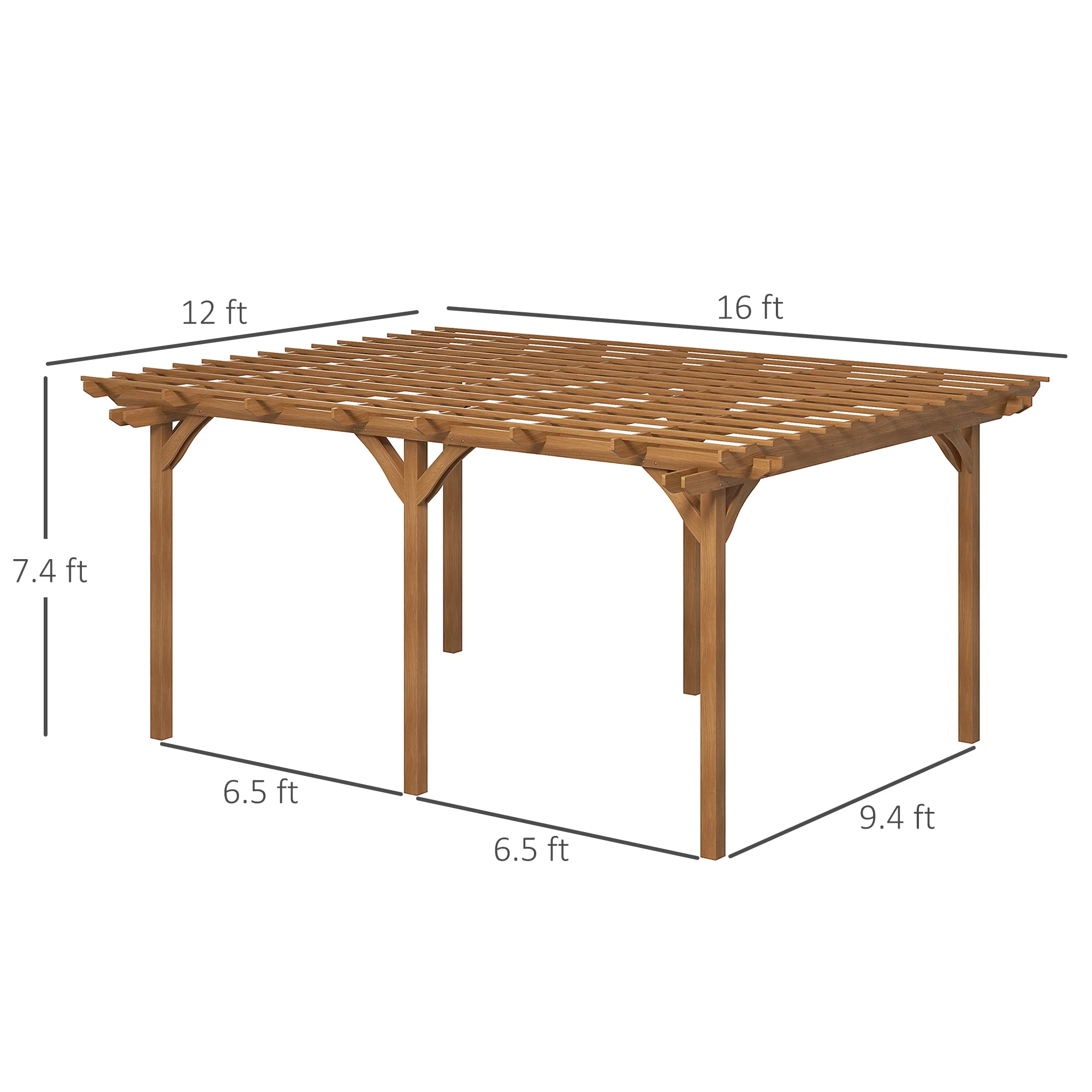 PerArbor 12' x 16' Wood Pergola for Climbing Plants at Garden, Backyard, Brown - Image 5