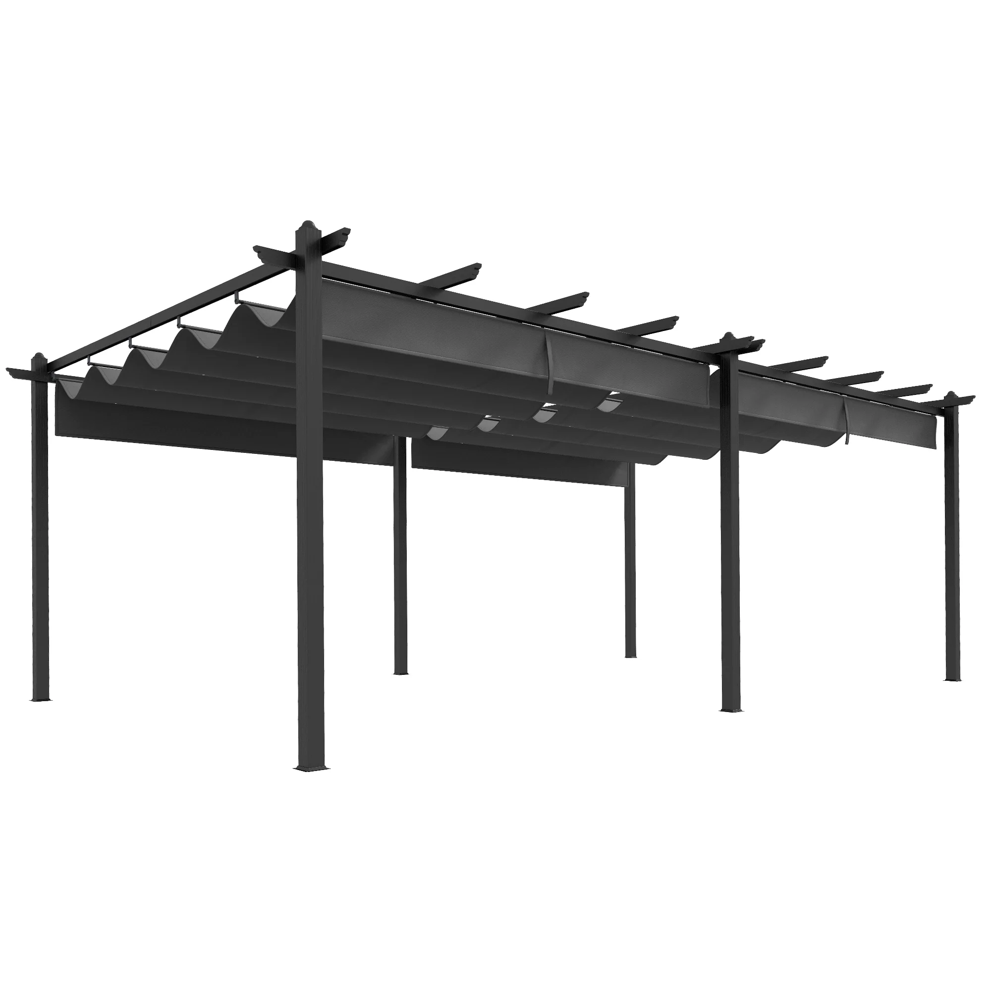 12' x 20' Retractable Pergola Canopy, Aluminum Frame Sun Shelter