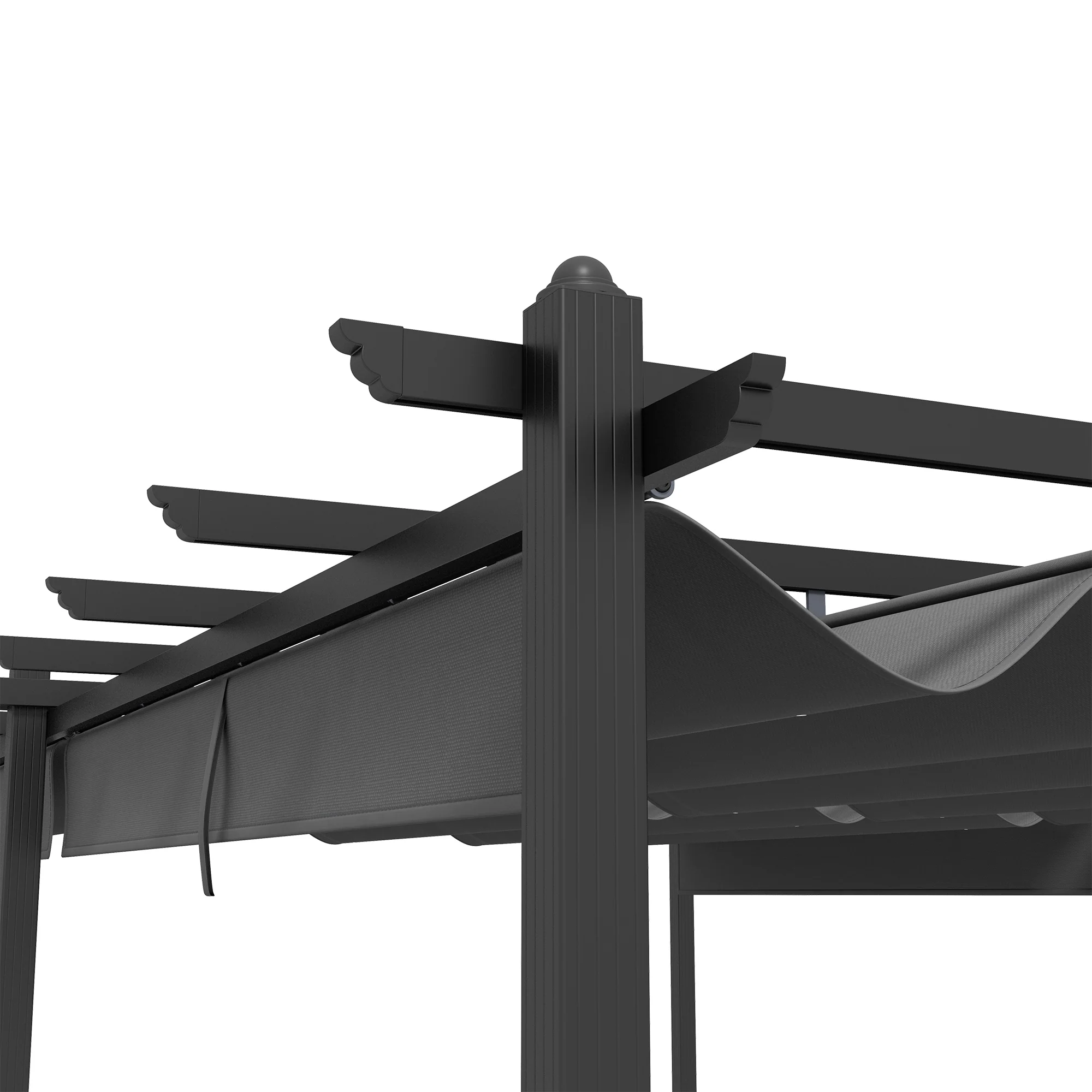 12' x 20' Retractable Pergola Canopy, Aluminum Frame Sun Shelter - Image 9