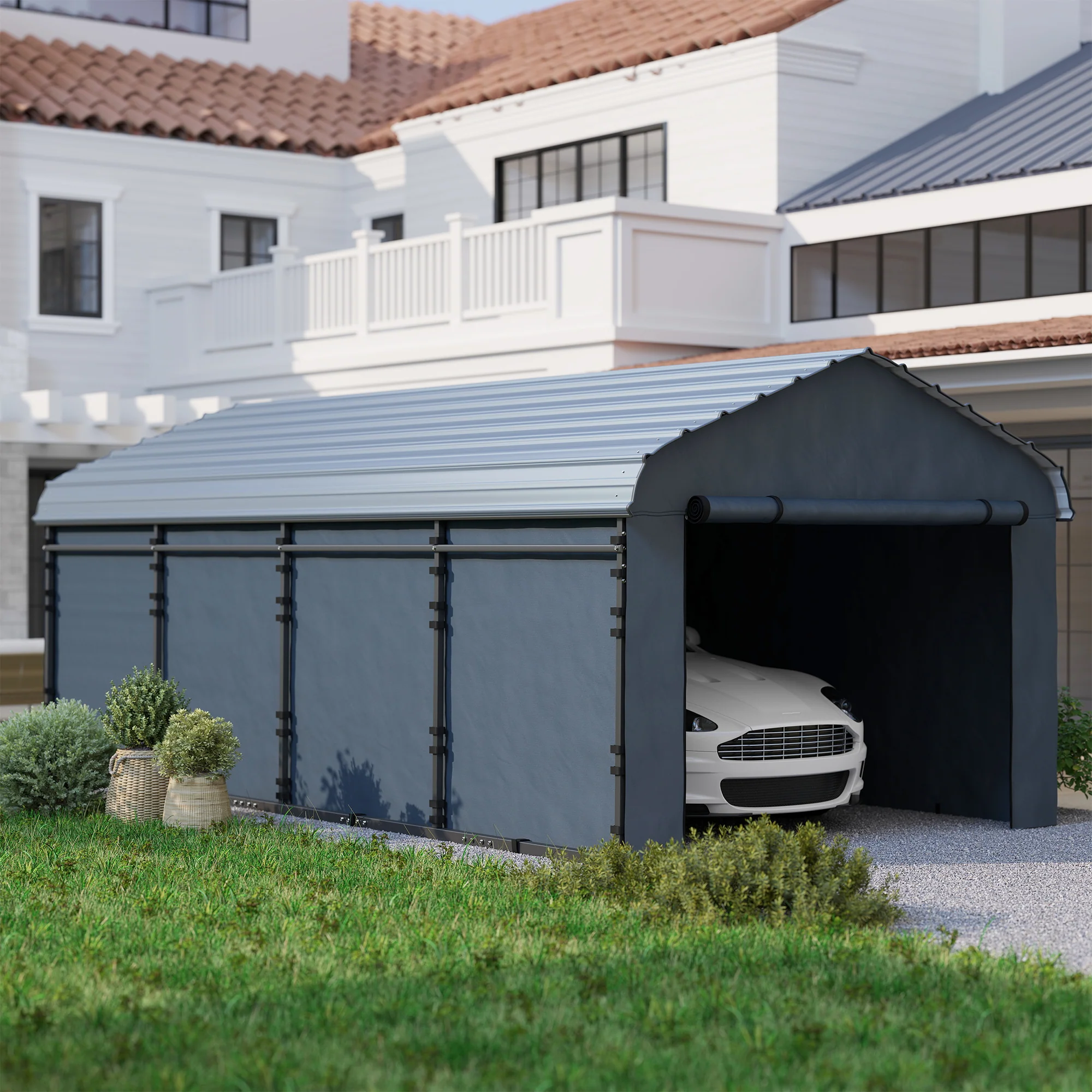 12' x 20' Heavy Duty Carport with Galvanized Roof & Removable Sidewalls - Image 11
