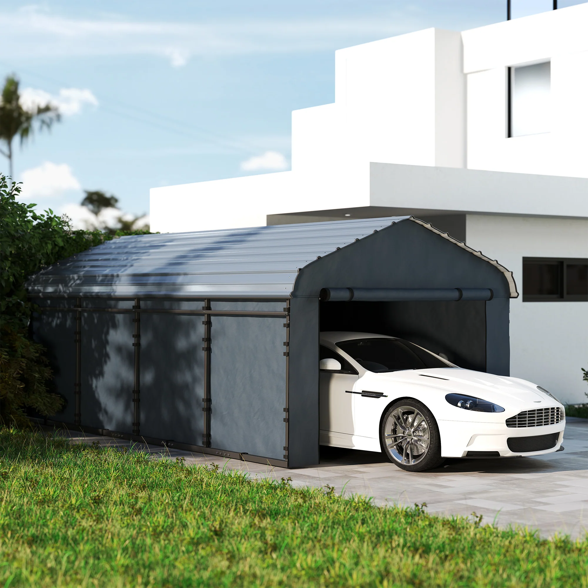 12' x 20' Heavy Duty Carport with Galvanized Roof & Removable Sidewalls - Image 3