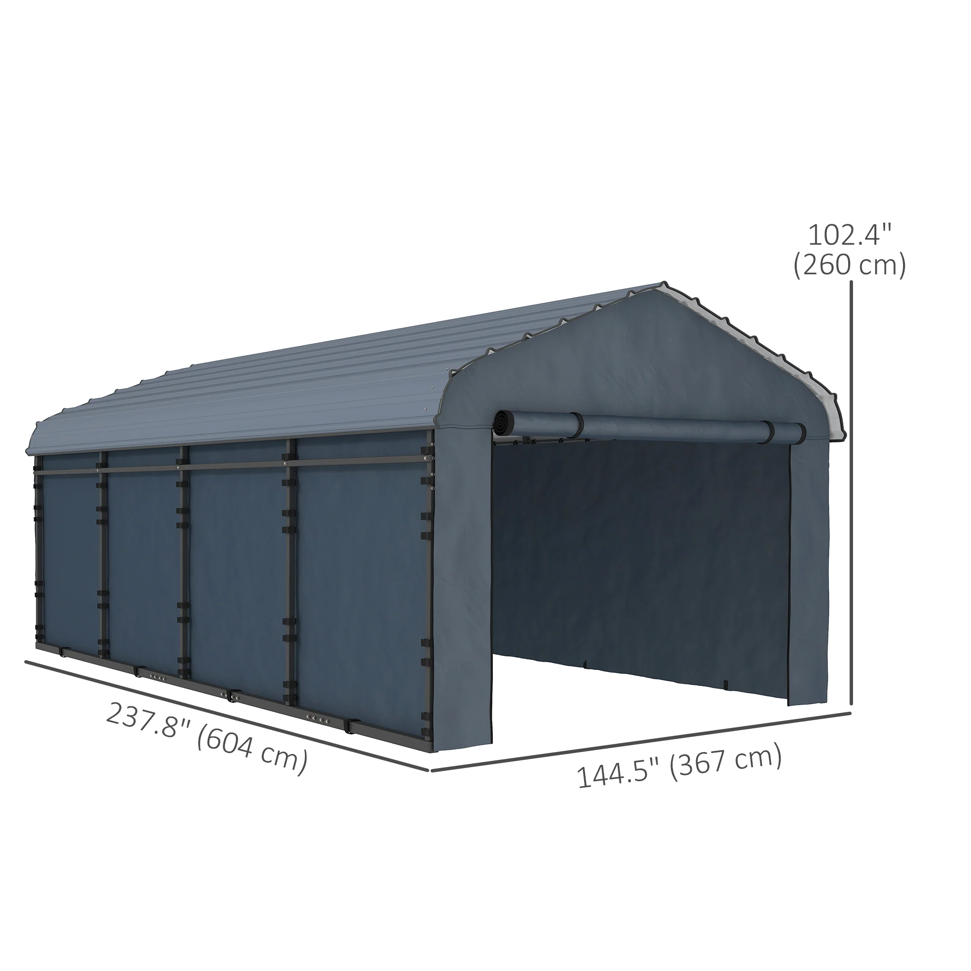 12' x 20' Heavy Duty Carport with Galvanized Roof & Removable Sidewalls - Image 5