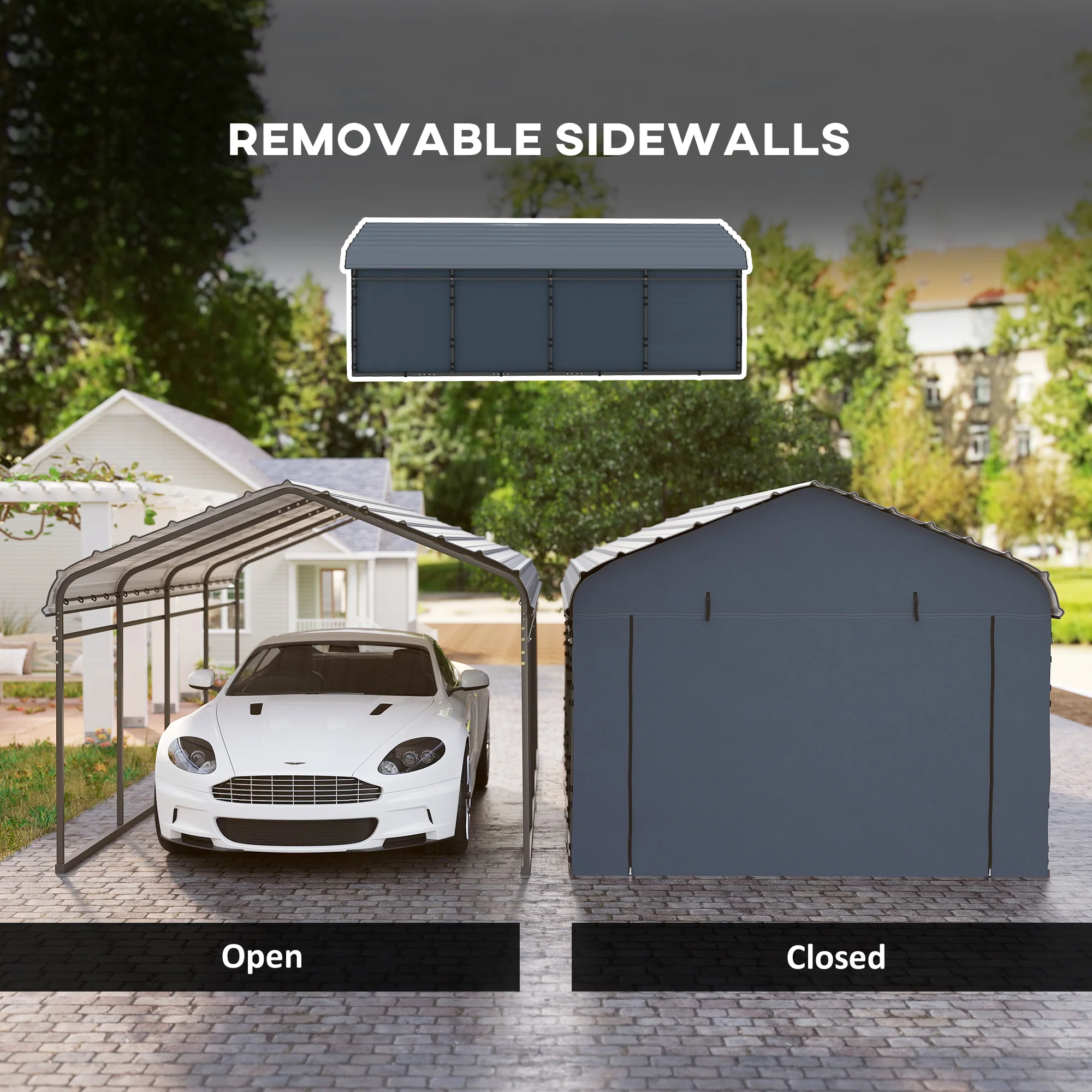 12' x 20' Heavy Duty Carport with Galvanized Roof & Removable Sidewalls - Image 8