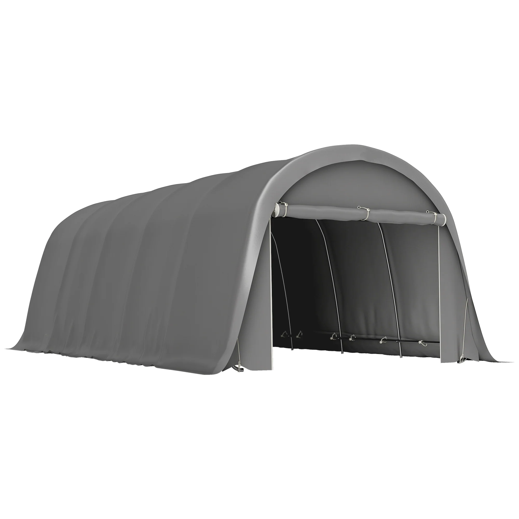 12' x 23.6' Heavy Duty Carport with Roll-Up Door, Dark Gray - Image 12
