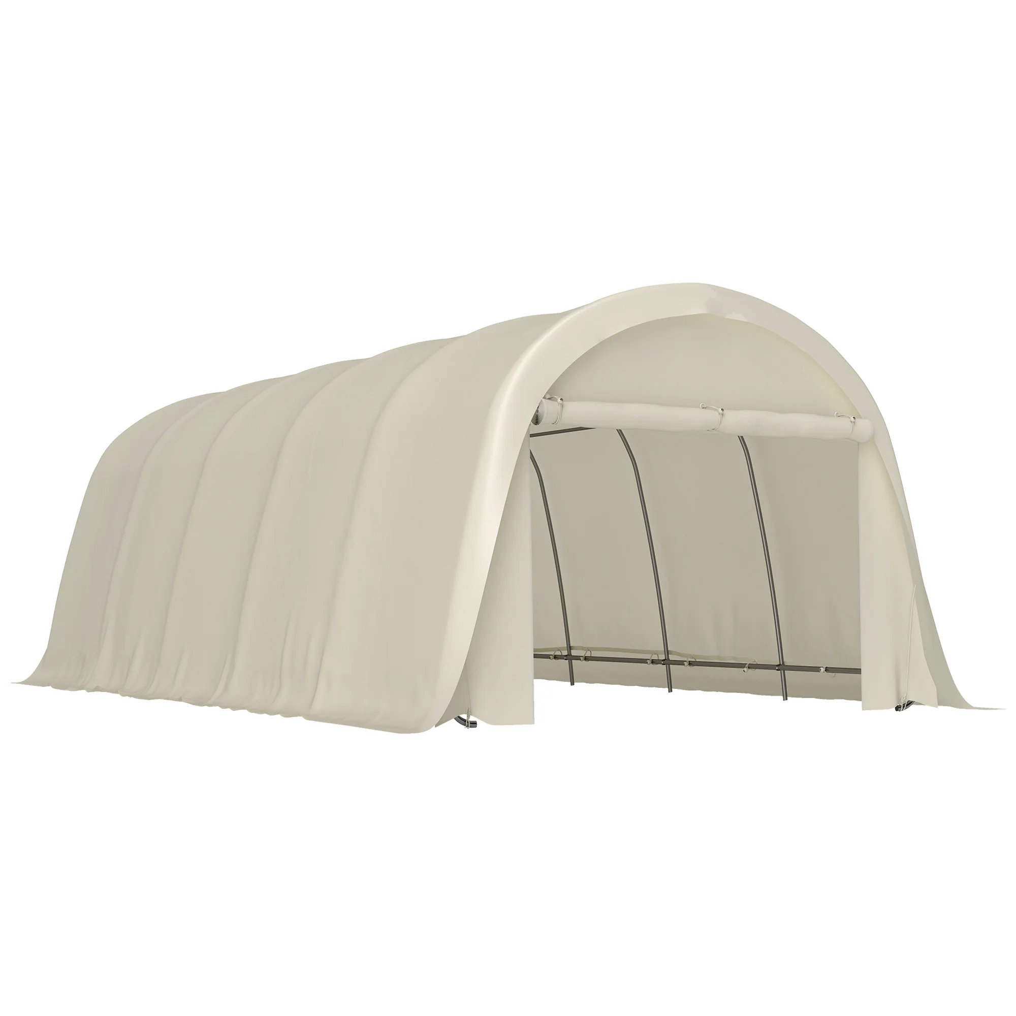 12' x 23.6' Heavy Duty Carport with Roll-Up Door, Beige - Image 12