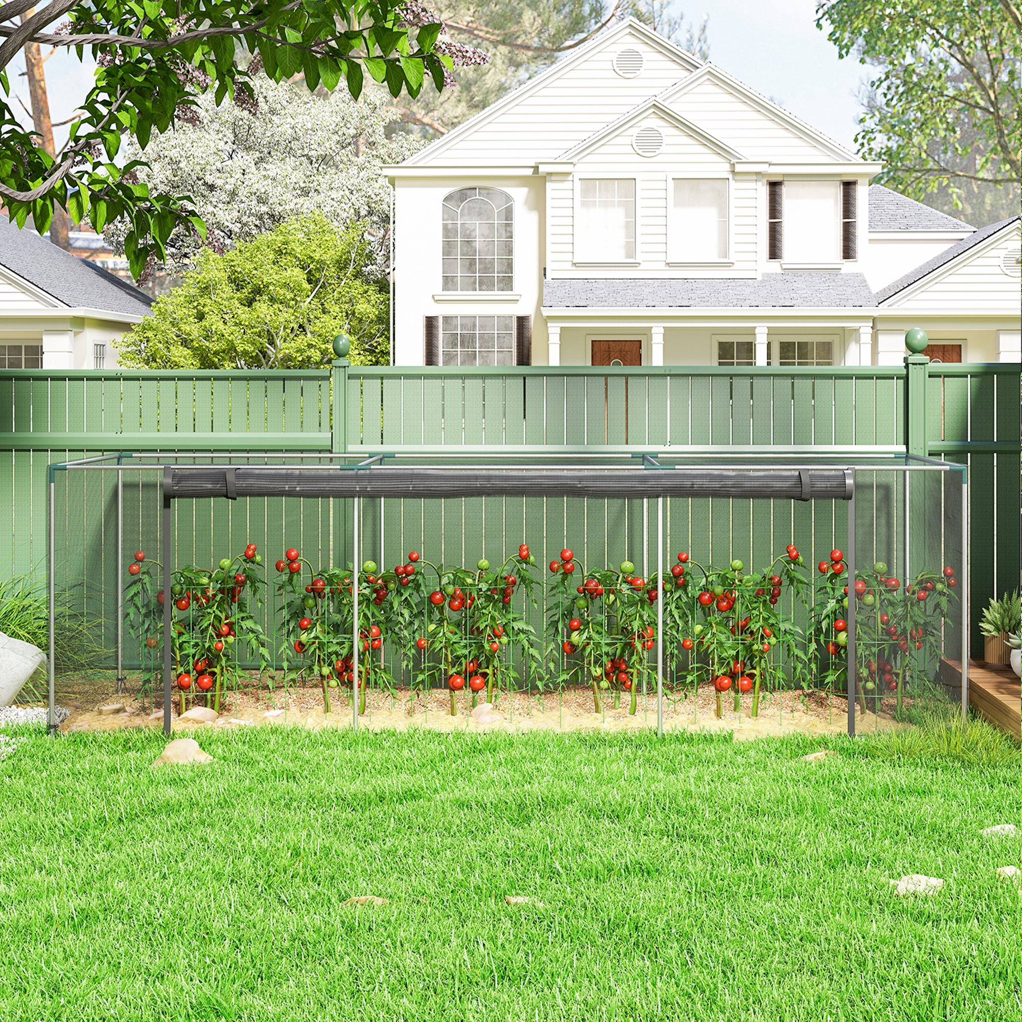 12' x 4' Crop Cage with Zippered Door and Steel Frame, Black - Image 11