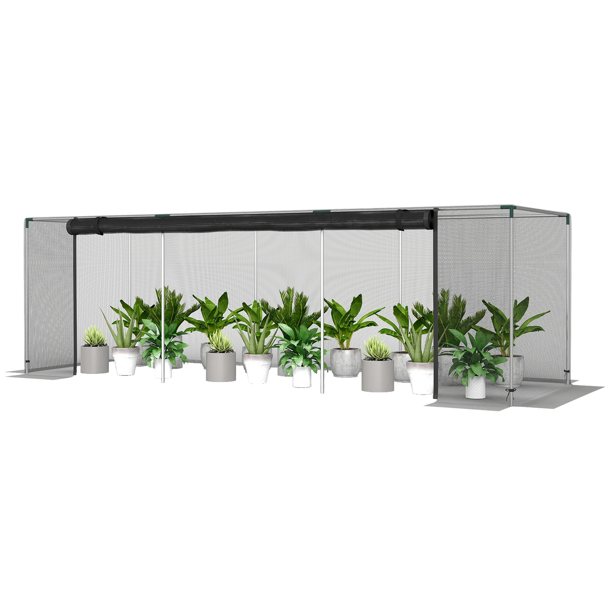 12' x 4' Crop Cage with Zippered Door and Steel Frame, Black - Image 2