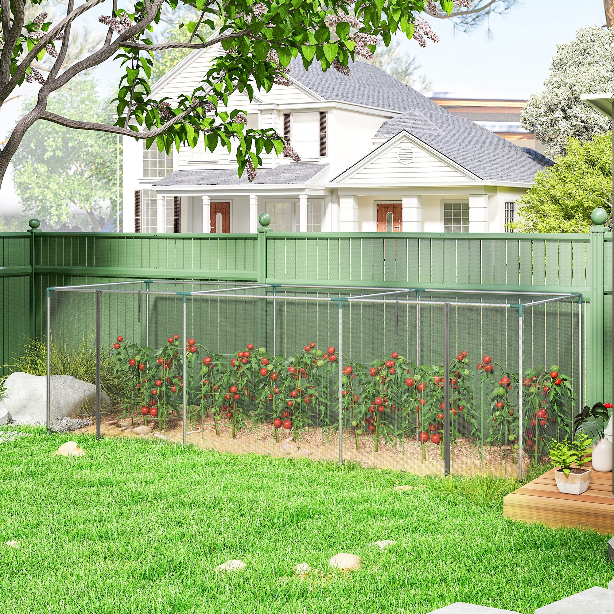 12' x 4' Crop Cage with Zippered Door and Steel Frame, Black - Image 4