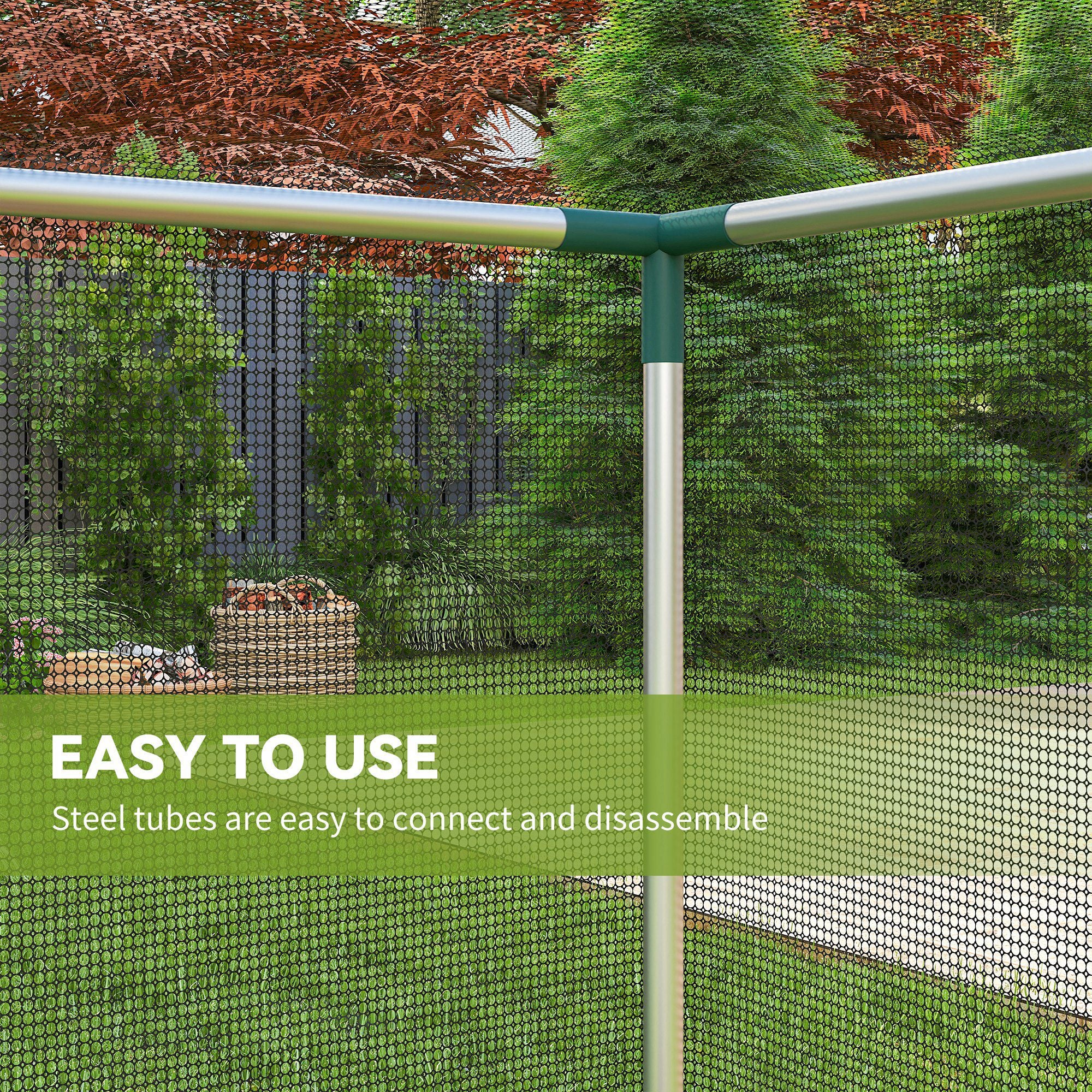 12' x 4' Crop Cage with Zippered Door and Steel Frame, Black - Image 7