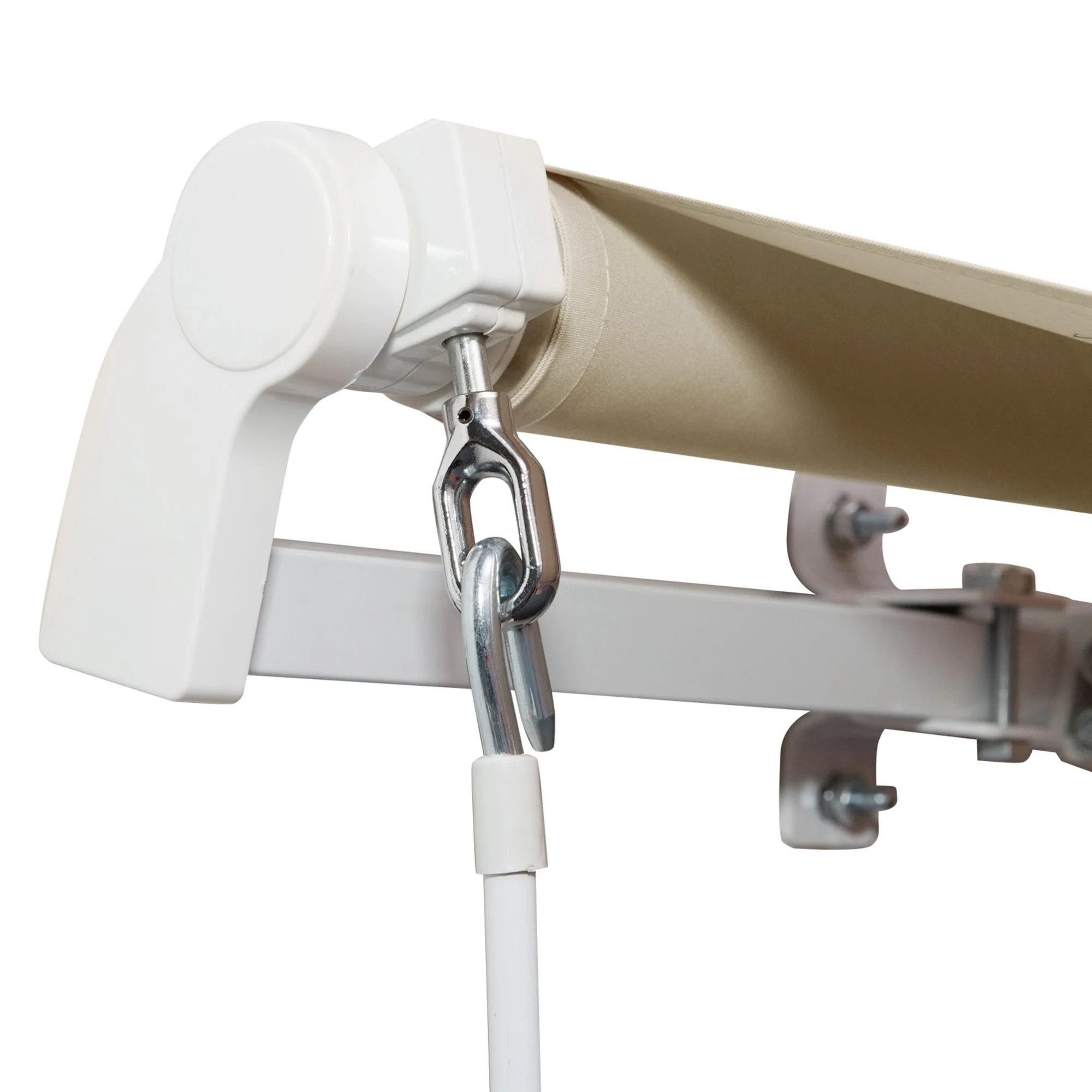 12' x 8' Retractable Patio Awning with Manual Crank, UV & Water-Resistant Fabric and Aluminum Frame, Cream White - Image 10