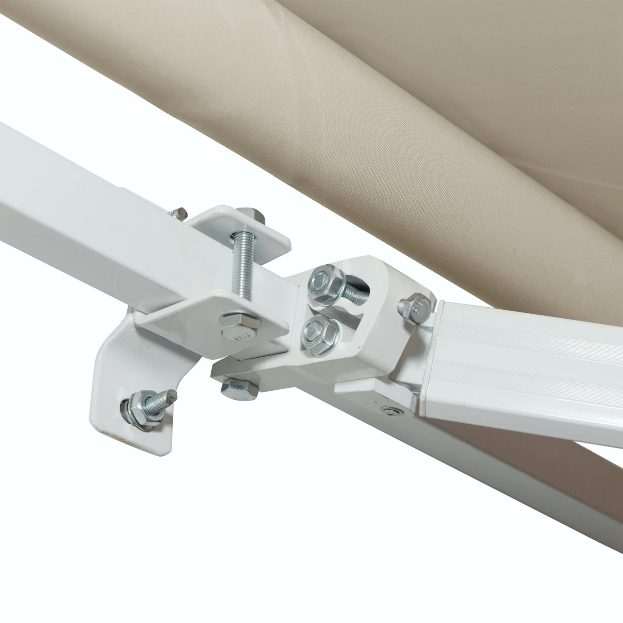 12' x 8' Retractable Patio Awning with Manual Crank, UV & Water-Resistant Fabric and Aluminum Frame, Cream White - Image 11