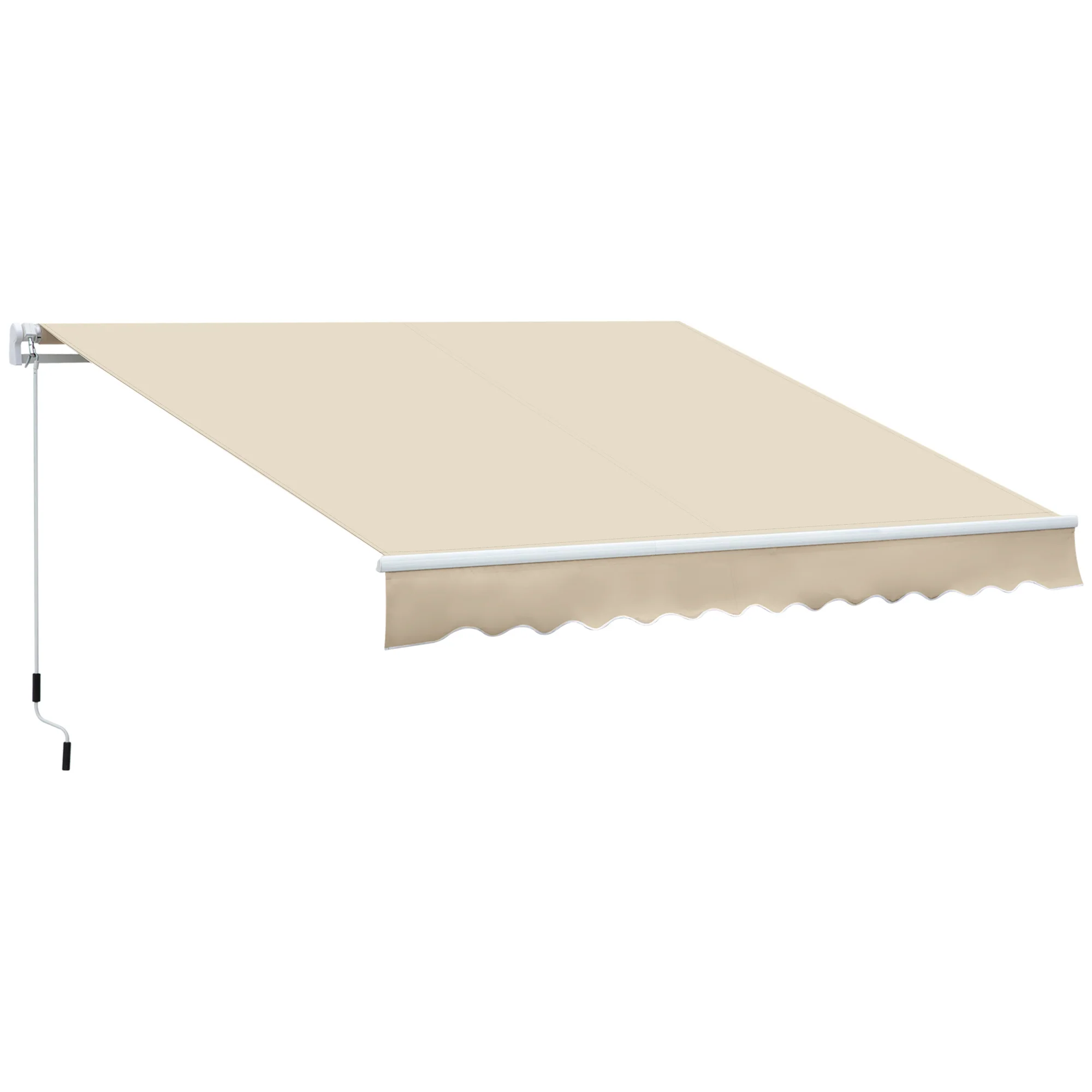 12' x 8' Retractable Patio Awning with Manual Crank, UV & Water-Resistant Fabric and Aluminum Frame, Cream White - Image 12