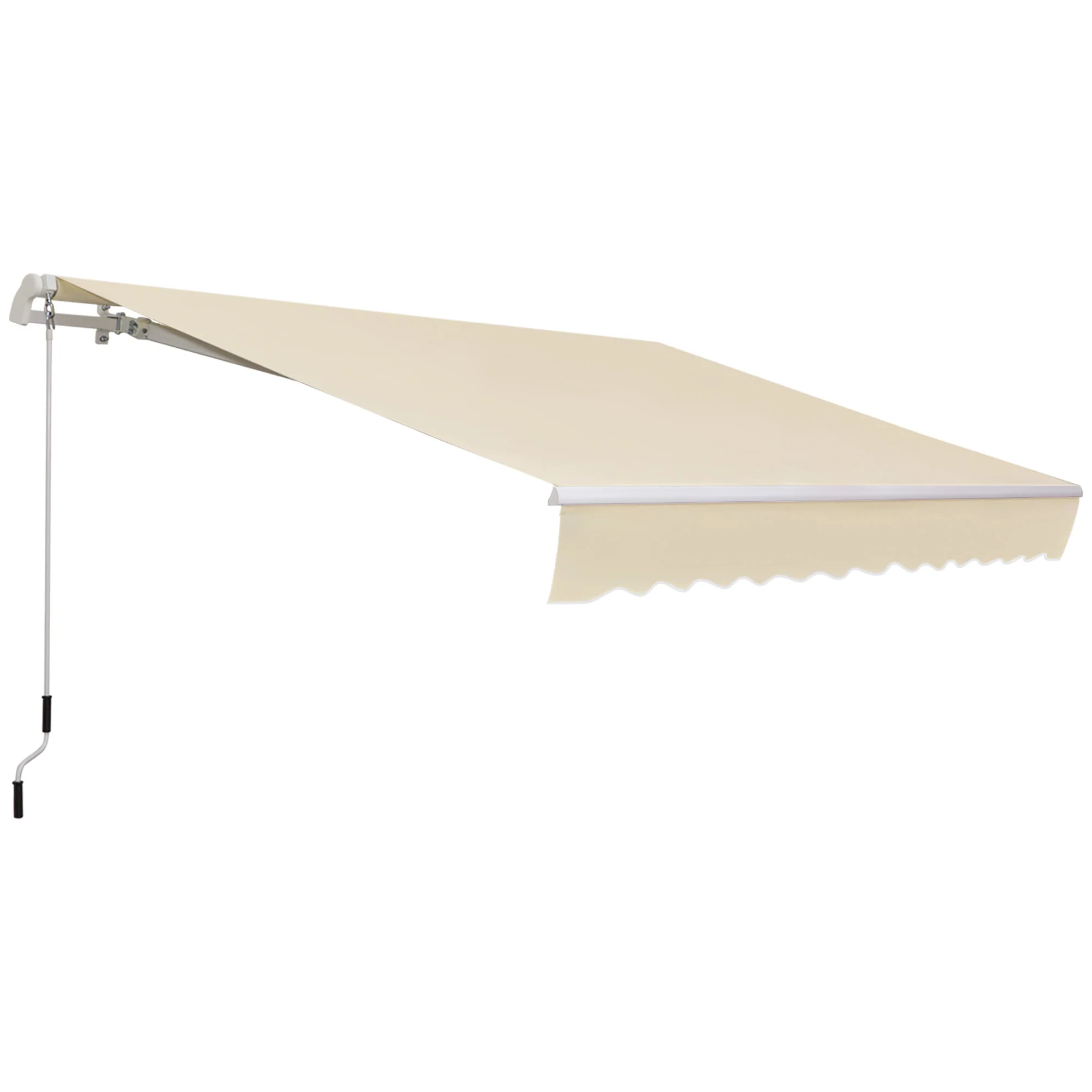 12' x 8' Retractable Patio Awning with Manual Crank, UV & Water-Resistant Fabric and Aluminum Frame, Cream White - Image 2
