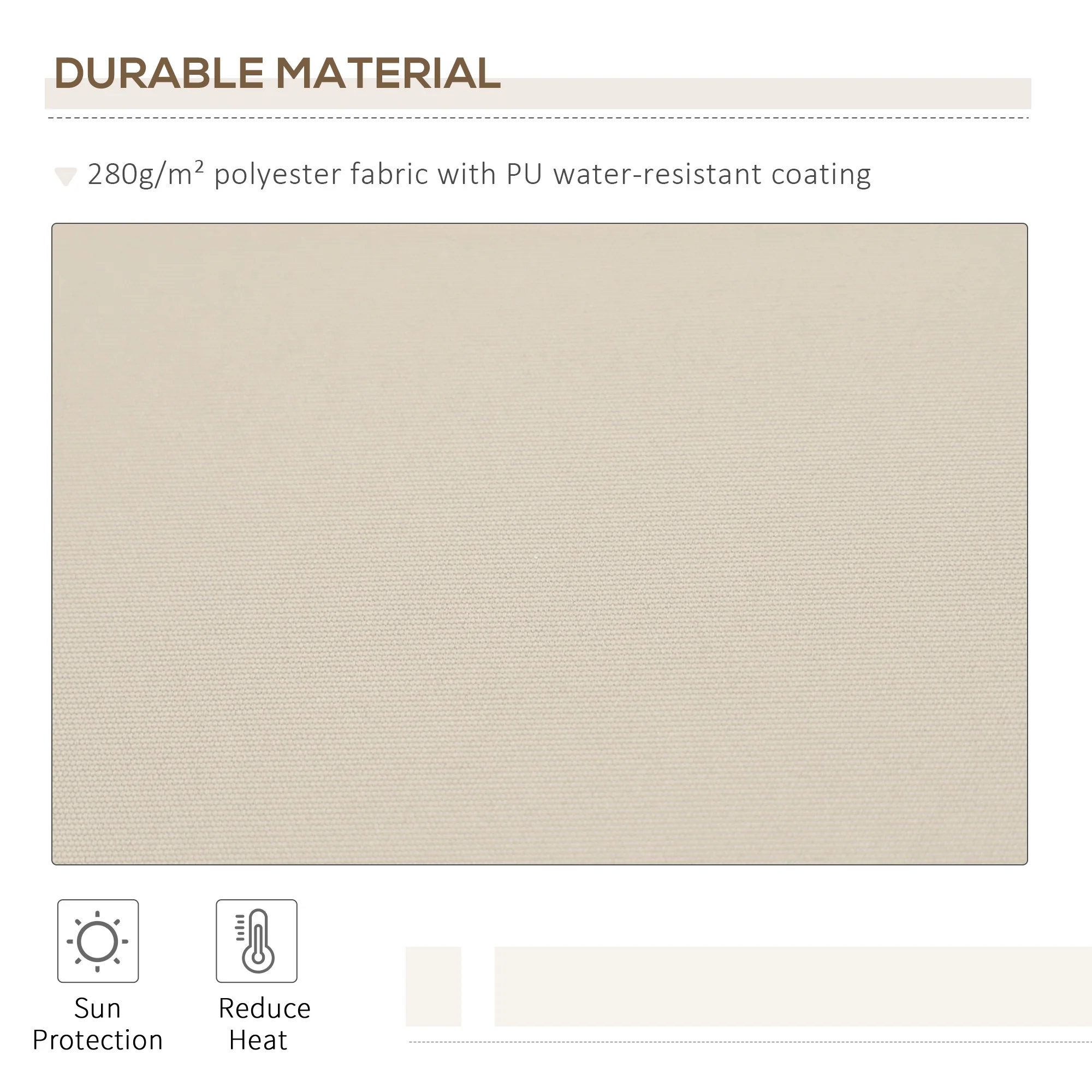 12' x 8' Retractable Patio Awning with Manual Crank, UV & Water-Resistant Fabric and Aluminum Frame, Cream White - Image 6