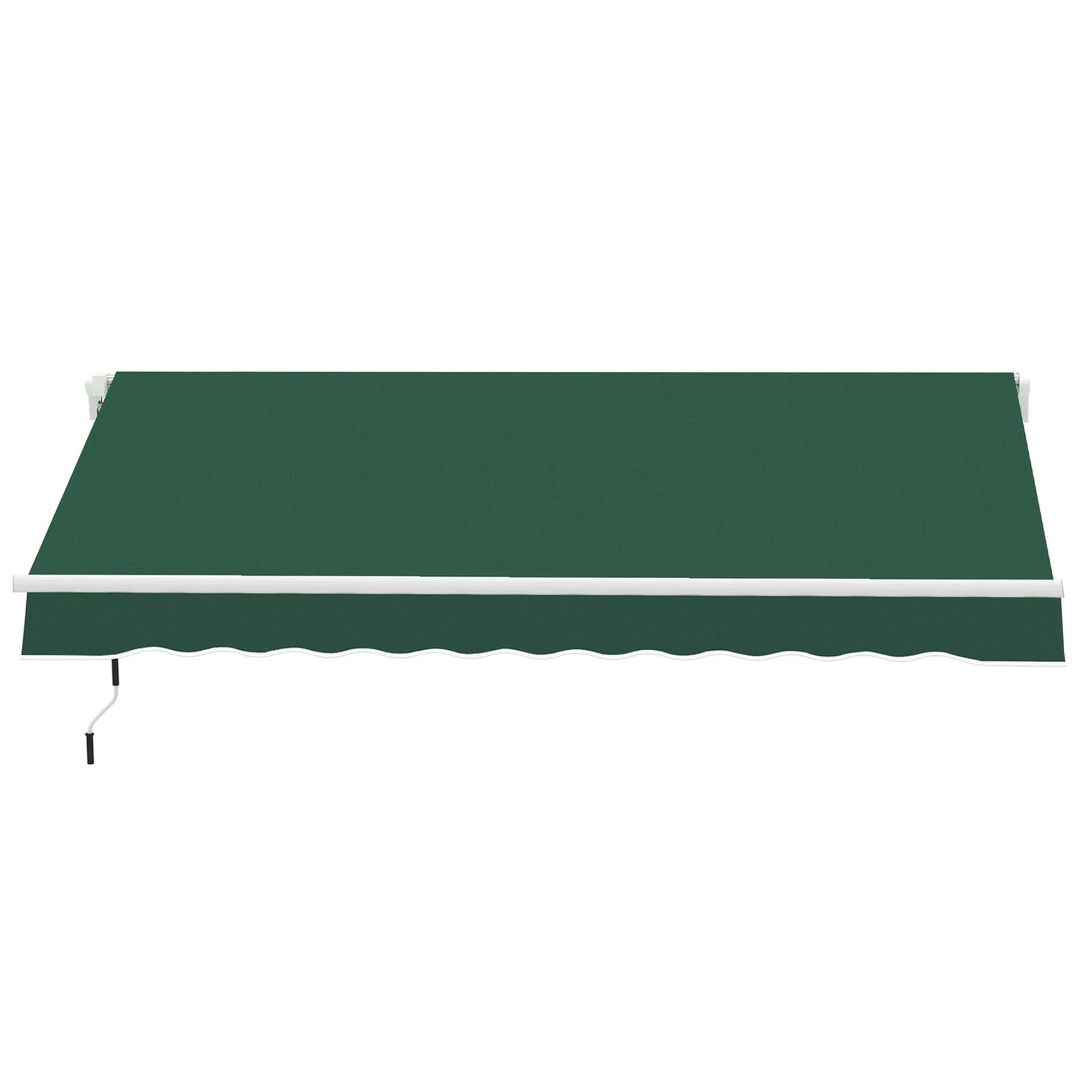 12' x 8' Retractable Patio Awning with Manual Crank, UV & Water-Resistant Fabric and Aluminum Frame, Green - Image 2