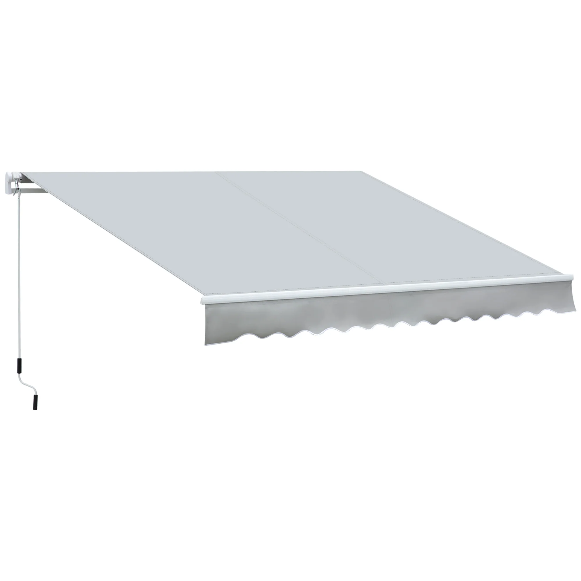 12' x 8' Retractable Patio Awning with Manual Crank, UV & Water-Resistant Fabric and Aluminum Frame, Grey - Image 12