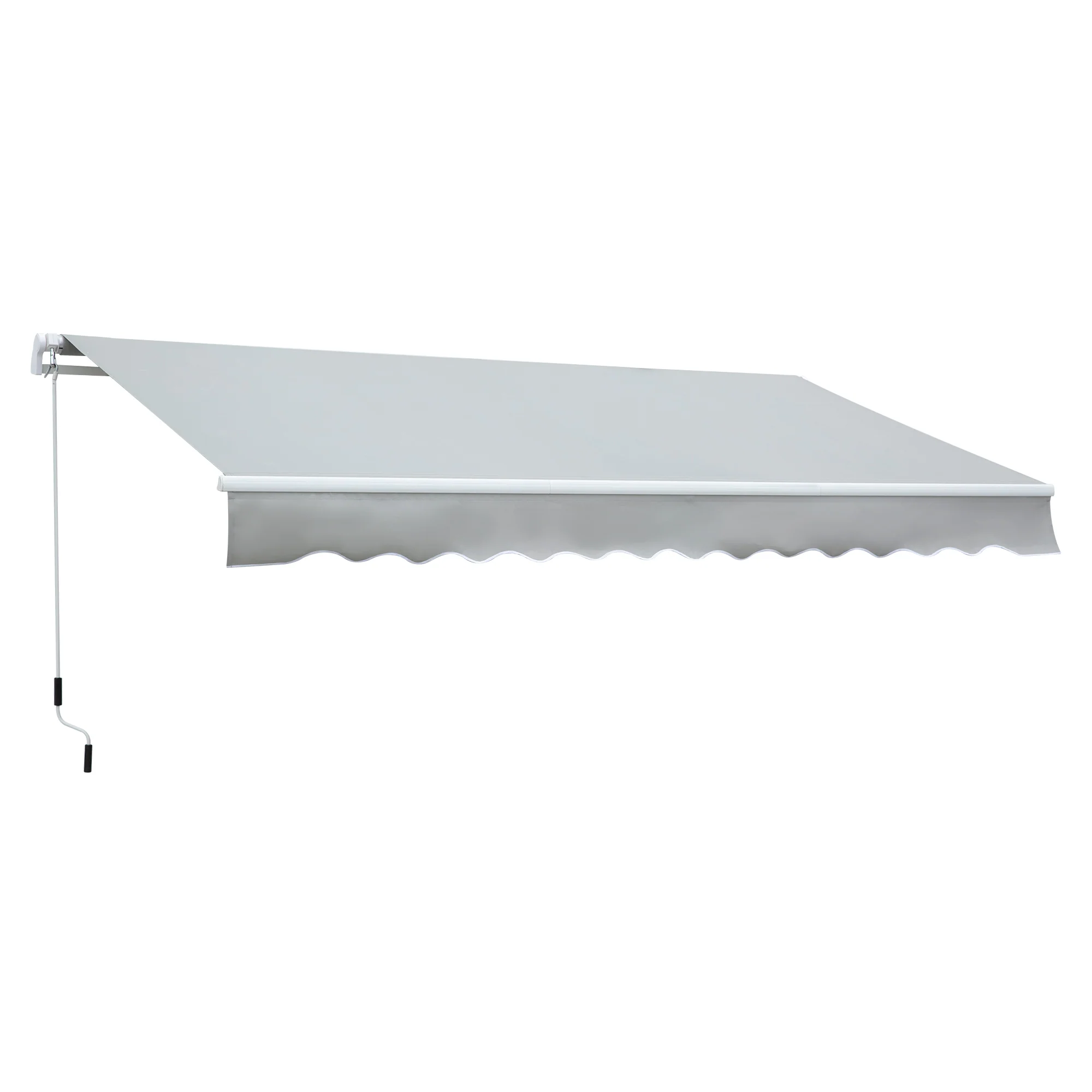 12' x 8' Retractable Patio Awning with Manual Crank, UV & Water-Resistant Fabric and Aluminum Frame, Grey - Image 2