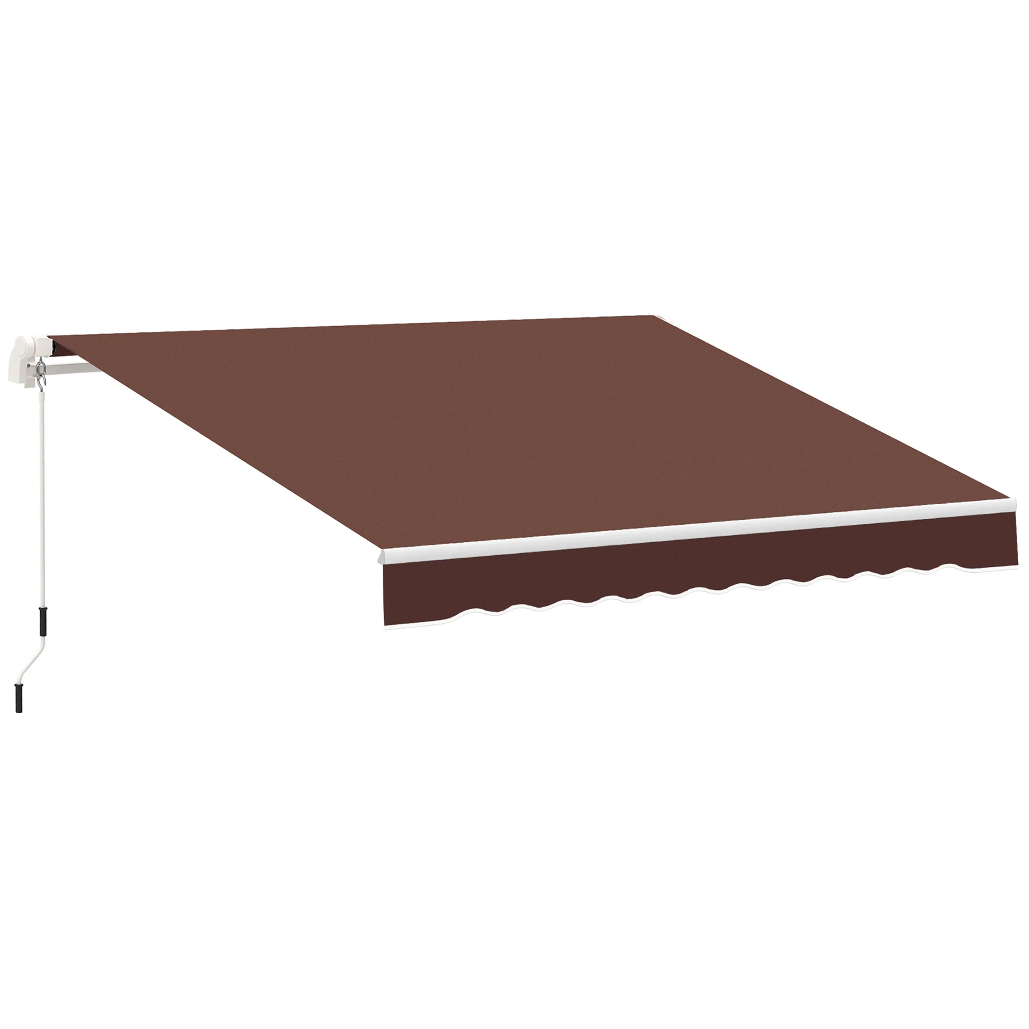 12' x 8' Retractable Patio Awning with Manual Crank, UV & Water-Resistant Fabric and Aluminum Frame, Coffee
