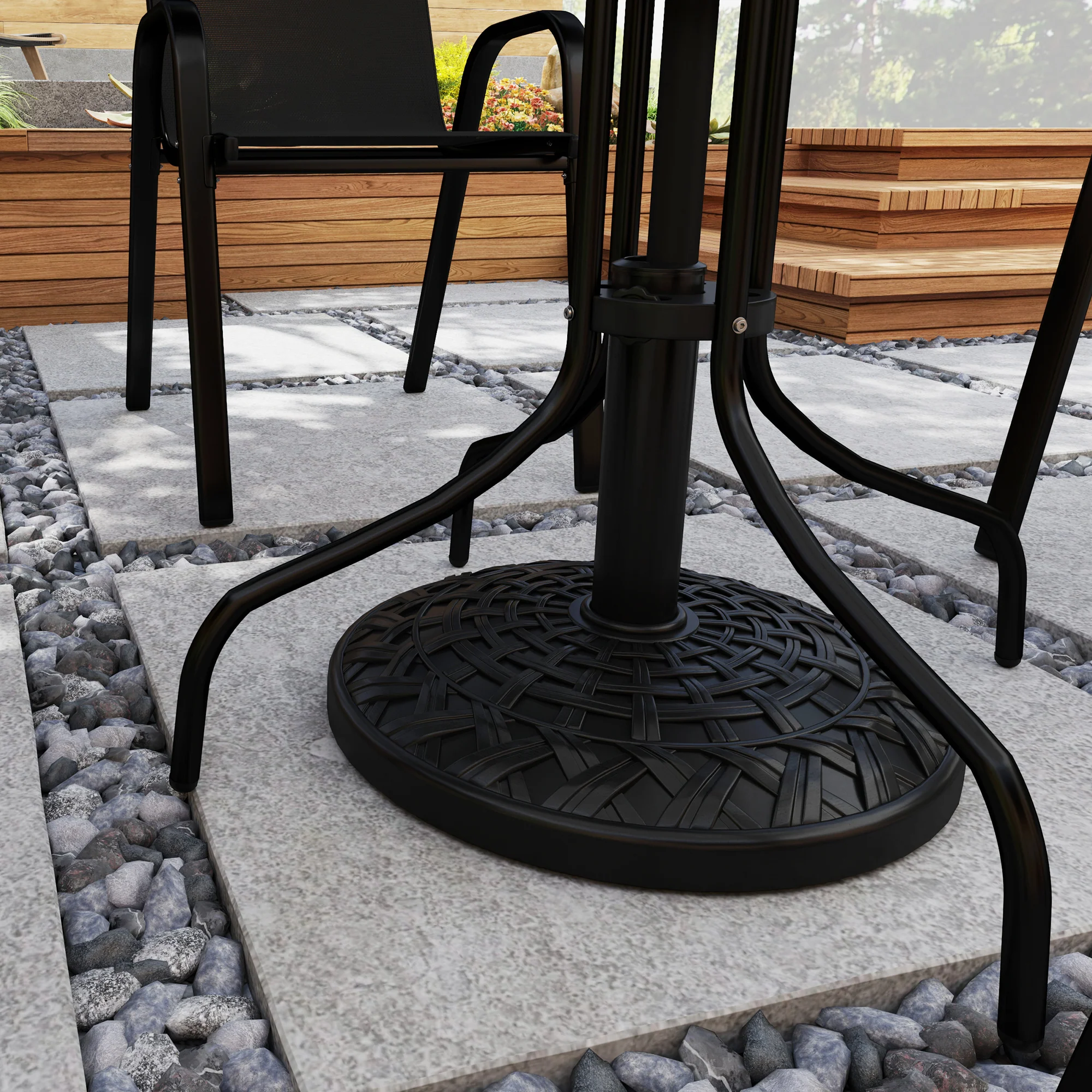 12kg Round Resin Garden Umbrella Base for 38mm or 48mm Outdoor Umbrella Poles, Black - Image 10