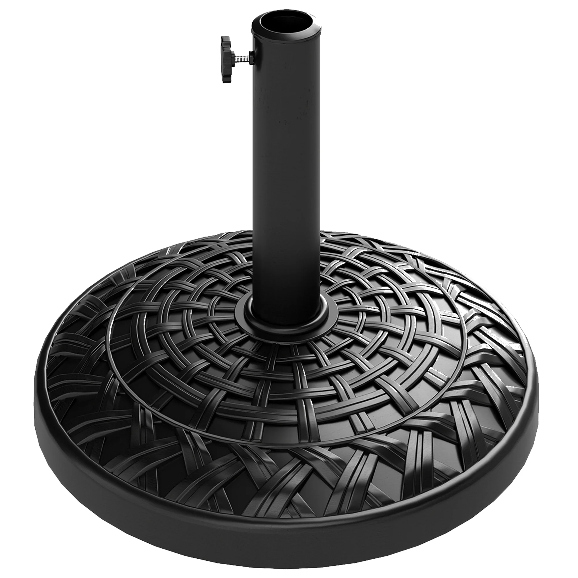 12kg Round Resin Garden Umbrella Base for 38mm or 48mm Outdoor Umbrella Poles, Black - Image 2