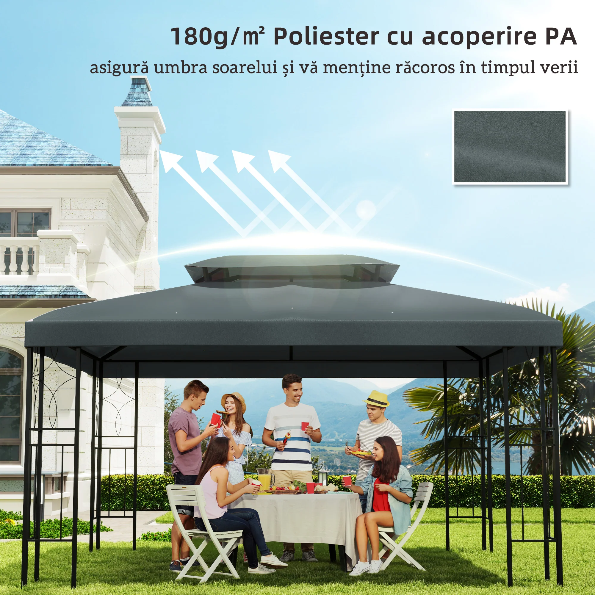 13.1' x 9.8' 2-Tier Gazebo Replacement Canopy (Top Only), Grey - Image 8