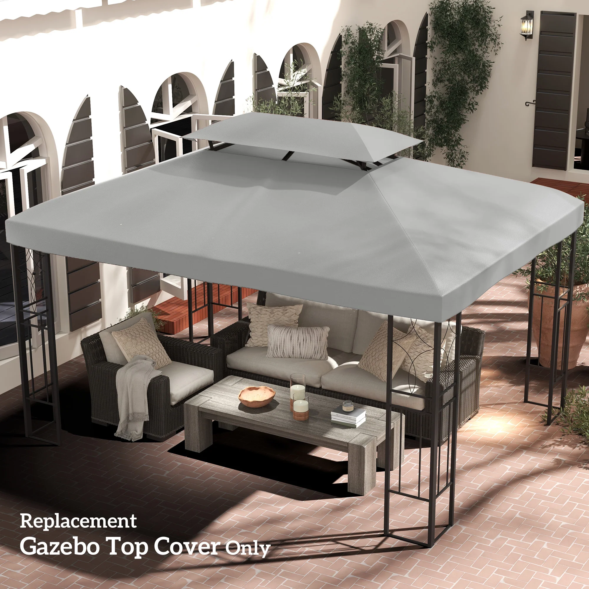 13.1' x 9.8' 2-Tier Gazebo Replacement Canopy (Top Only), Light Grey - Image 4
