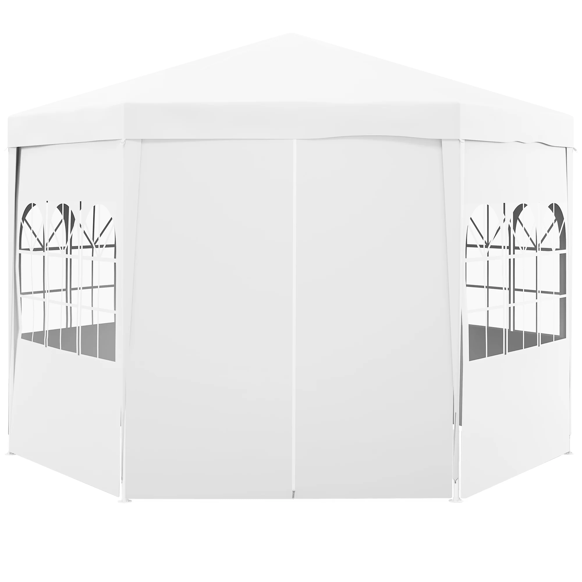 13' Gazebo Party Tent with 6 Removable Side Walls & Windows, White - Image 2