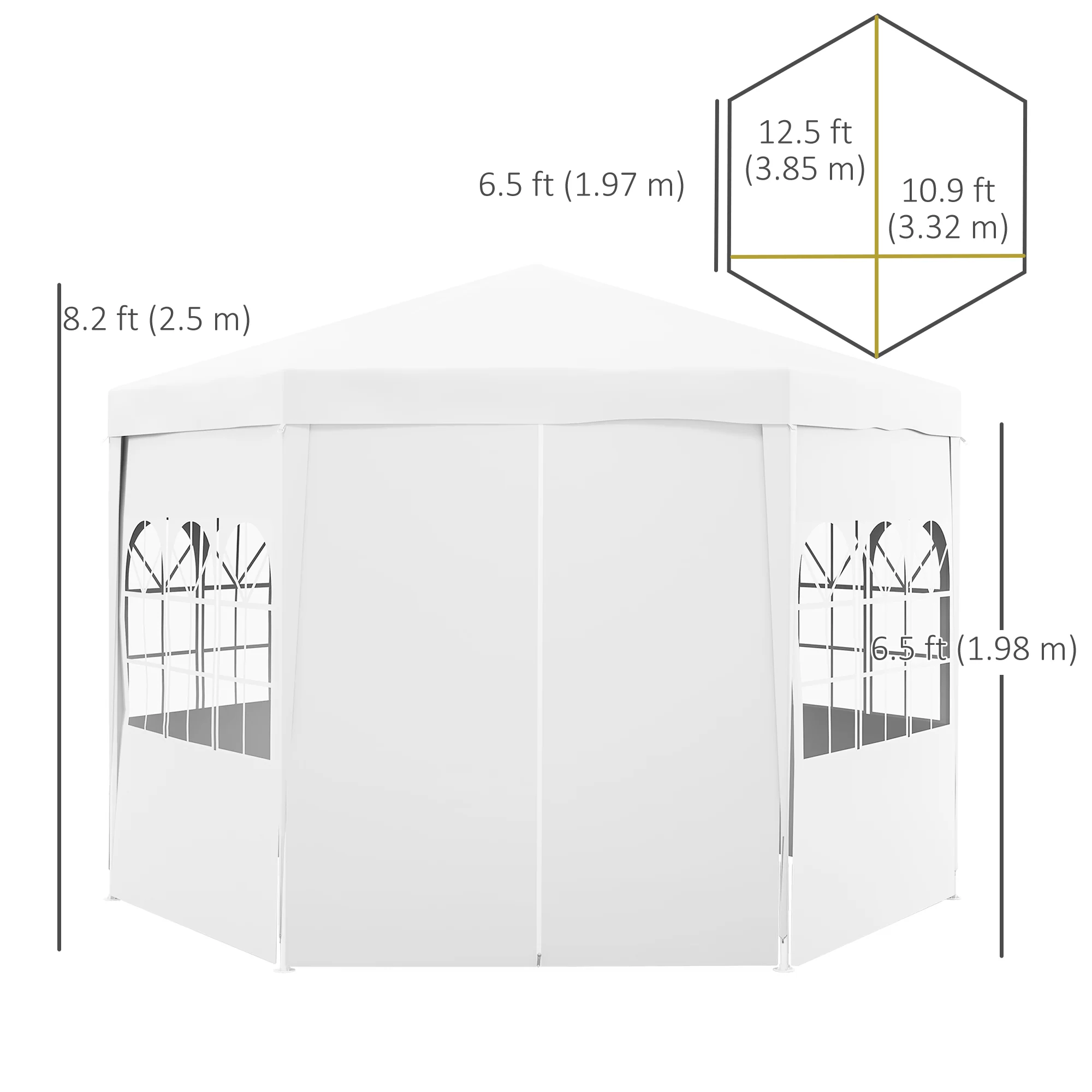 13' Gazebo Party Tent with 6 Removable Side Walls & Windows, White - Image 5