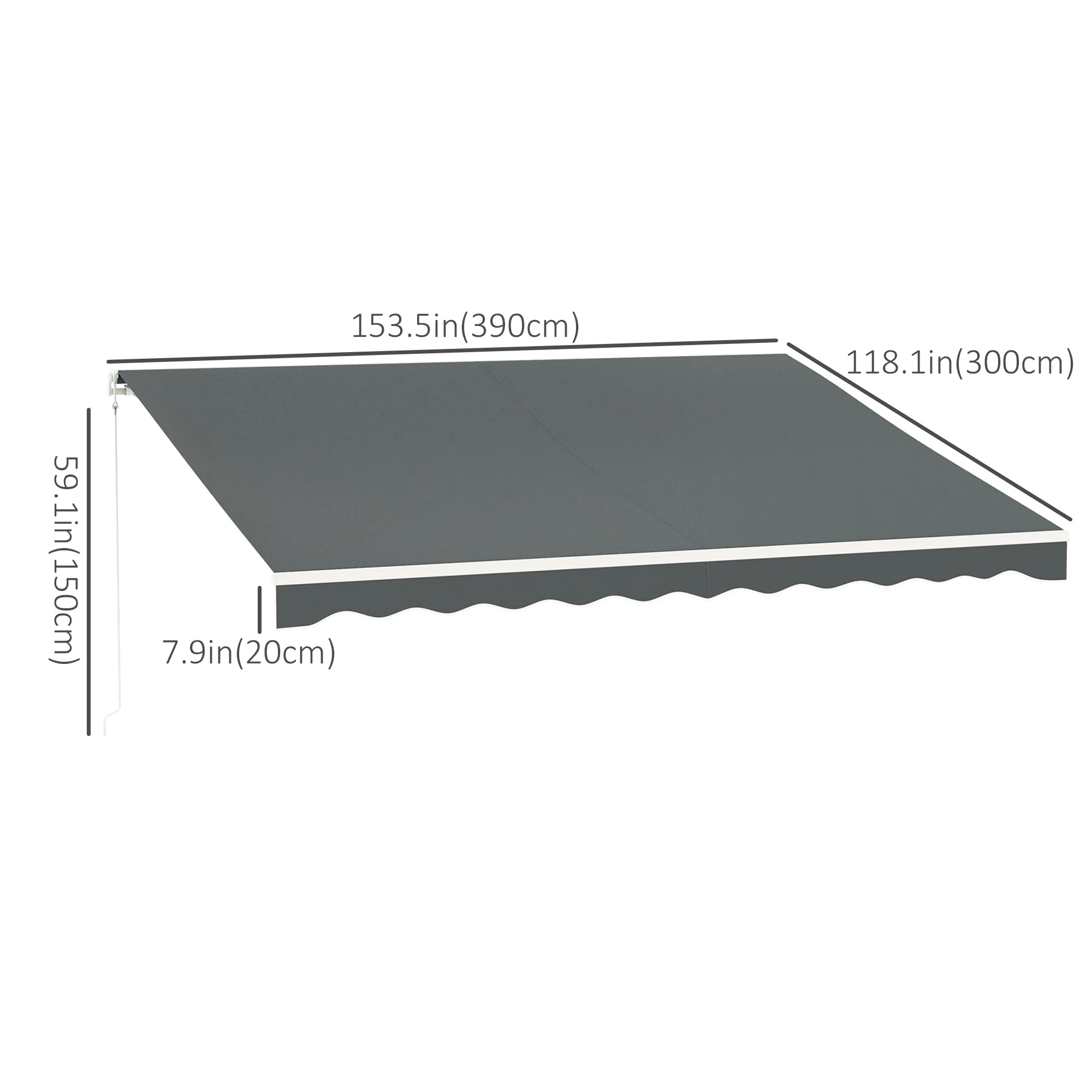 13' x 10' Electric Retractable Awning with Remote Control & Manual Crank Handle, Grey - Image 5