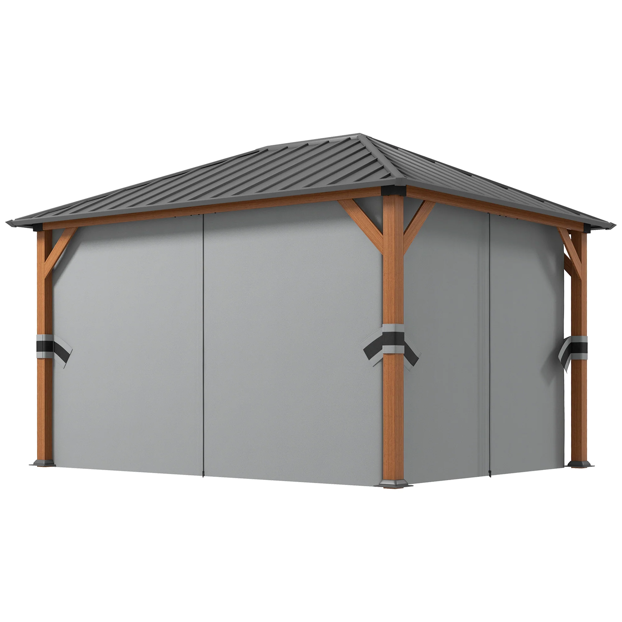 13' x 10' Hardtop Gazebo with Netting & Curtains, Galvanized Steel Frame - Image 2