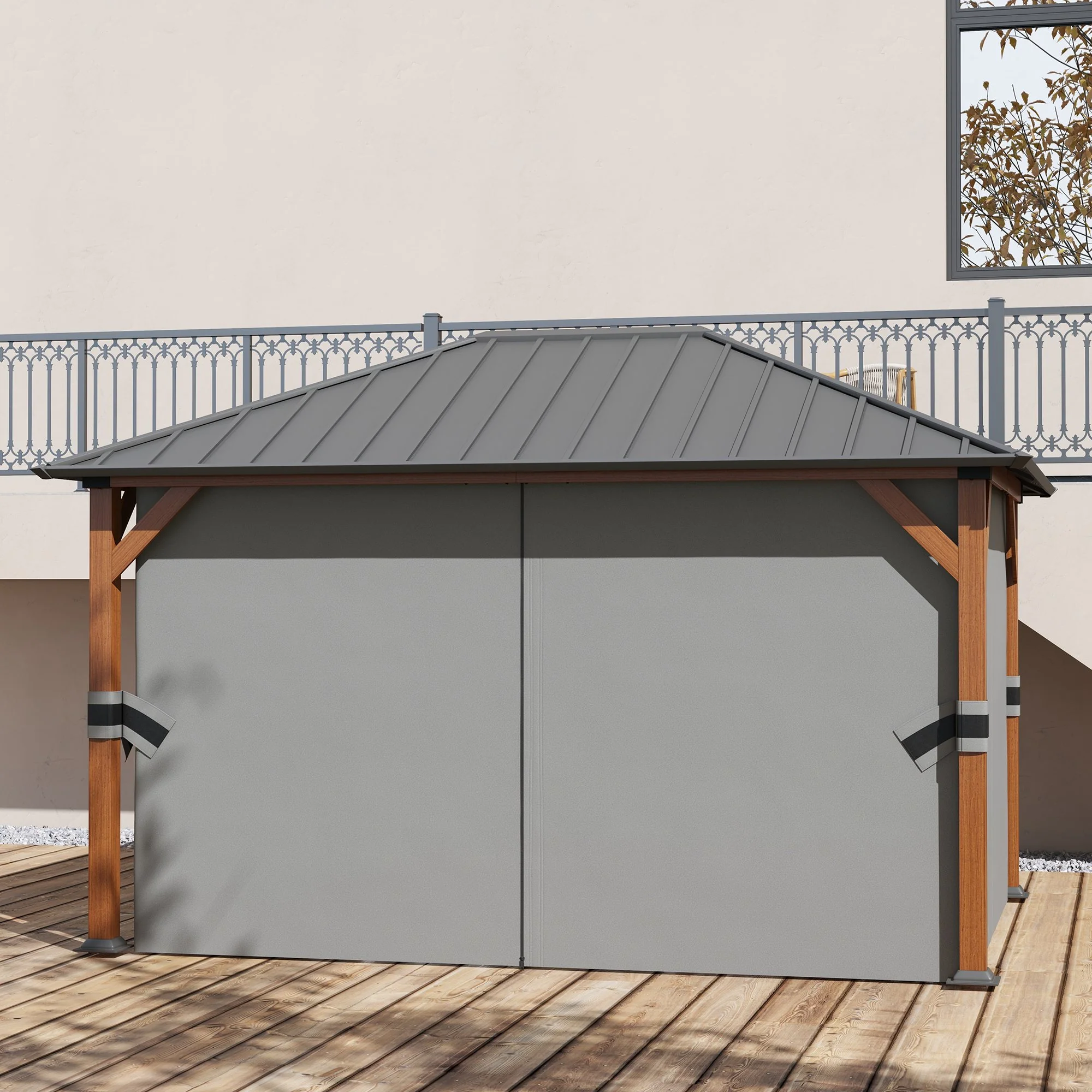 13' x 10' Hardtop Gazebo with Netting & Curtains, Galvanized Steel Frame - Image 4