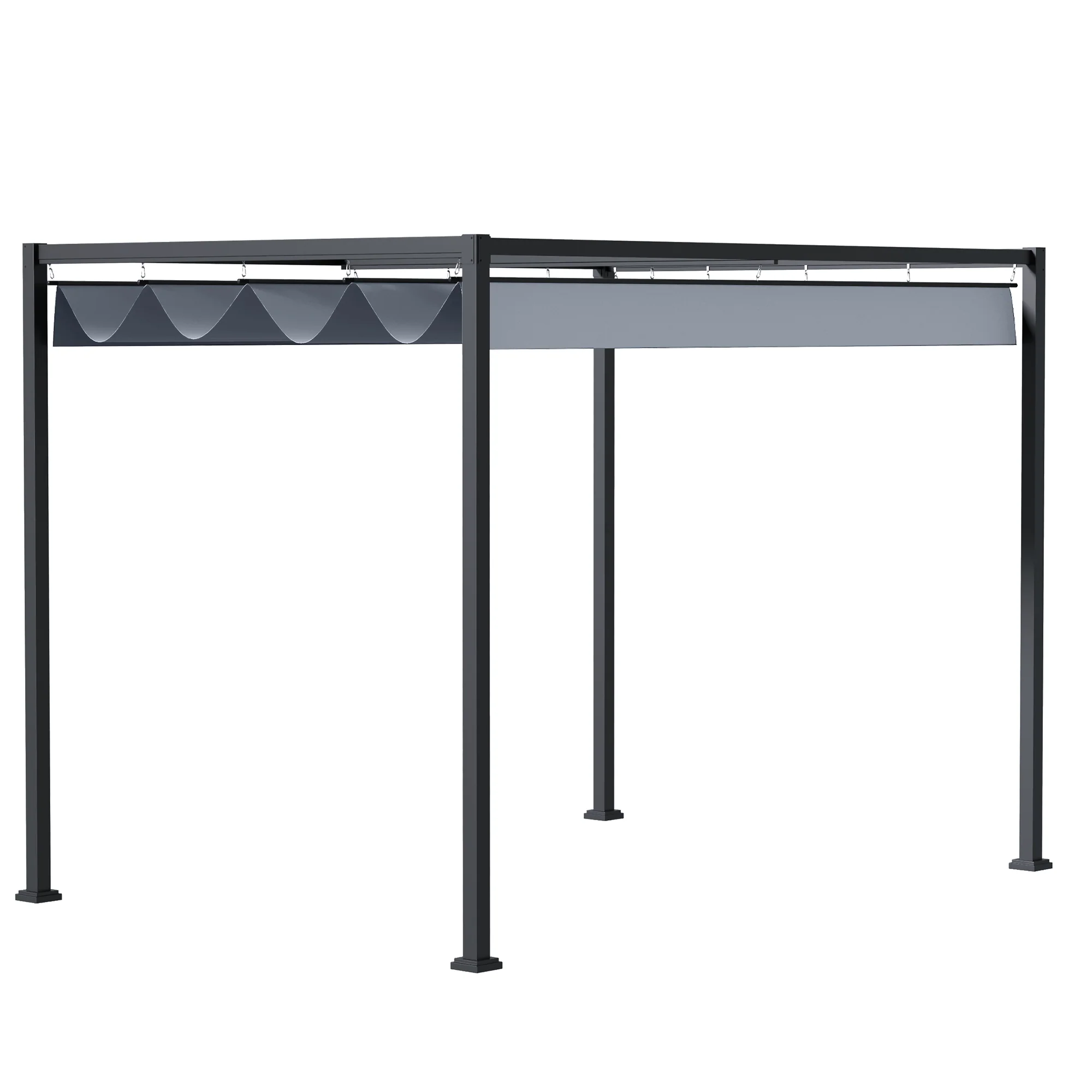 13' x 10' Retractable Pergola Canopy, Outdoor Sun Shade, Dark Grey