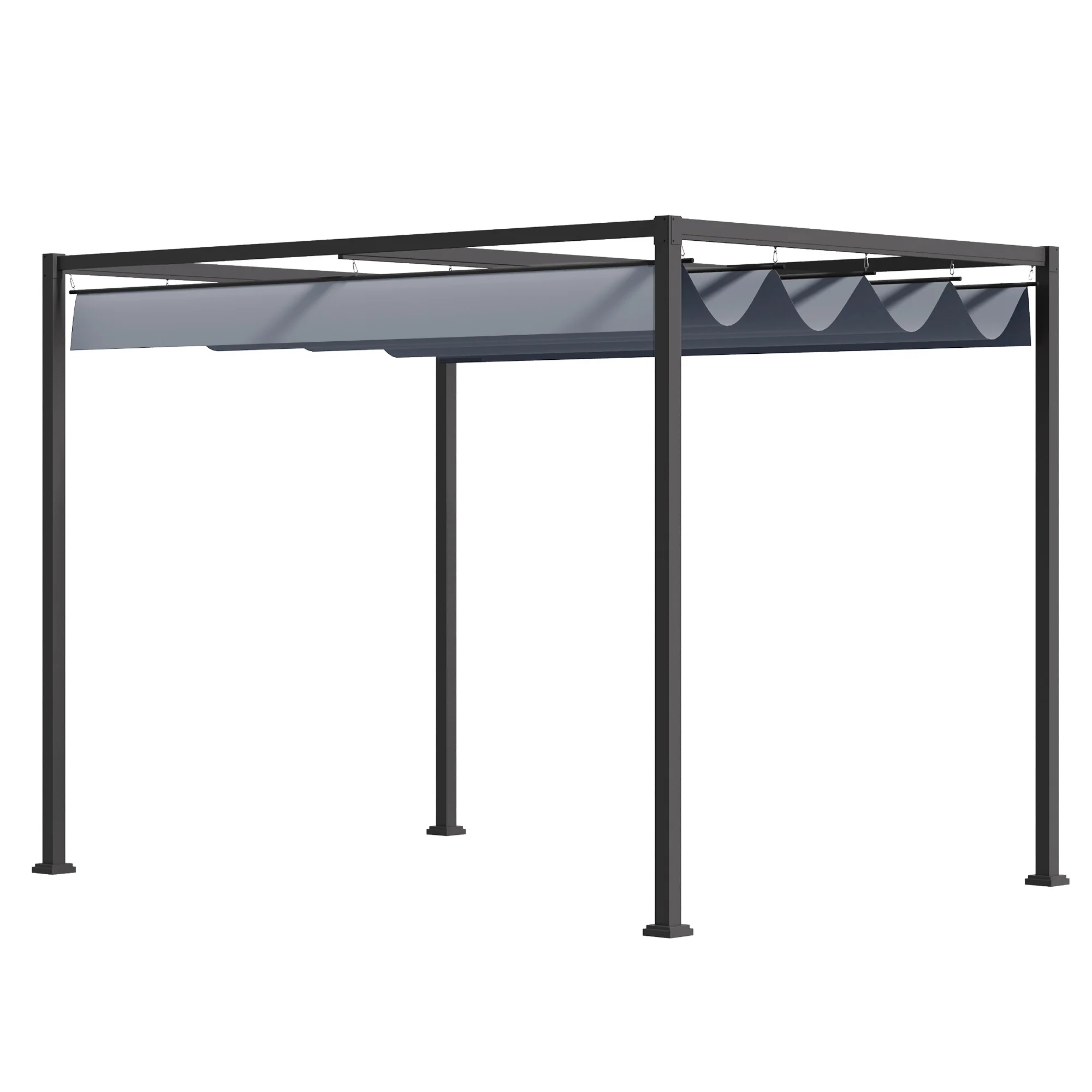 13' x 10' Retractable Pergola Canopy, Outdoor Sun Shade, Dark Grey - Image 2