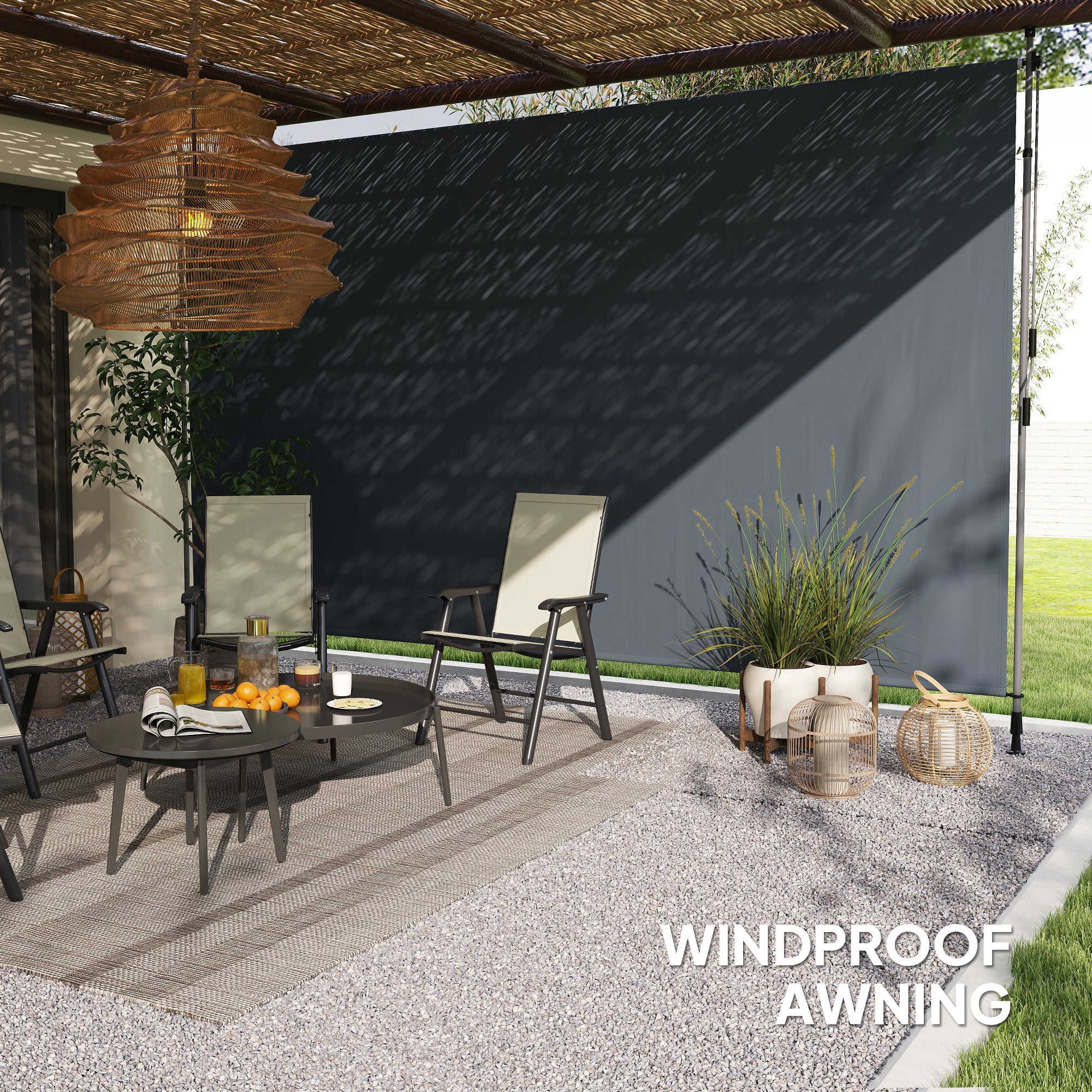13' x 10' Retractable Patio Awning with UPF30+ & Water-Resistant Fabric, Dark Grey - Image 10