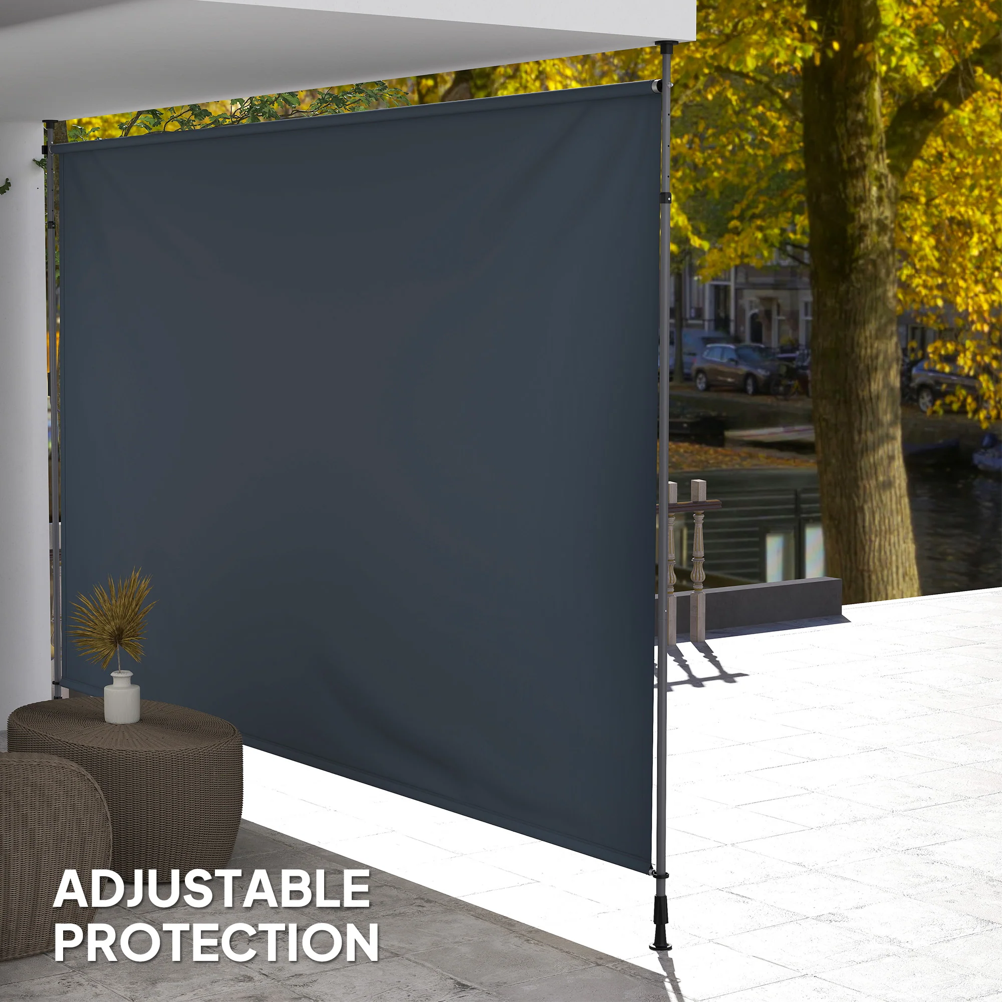 13' x 10' Retractable Patio Awning with UPF30+ & Water-Resistant Fabric, Dark Grey - Image 11