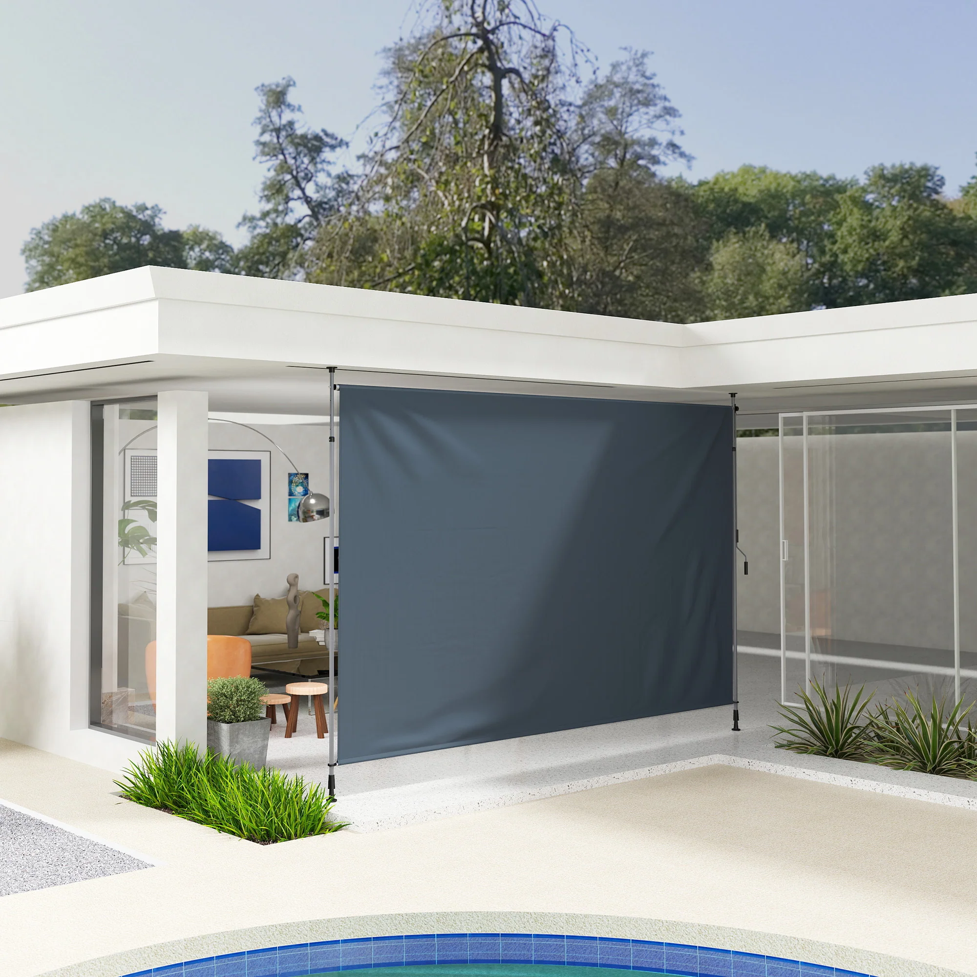 13' x 10' Retractable Patio Awning with UPF30+ & Water-Resistant Fabric, Dark Grey - Image 4