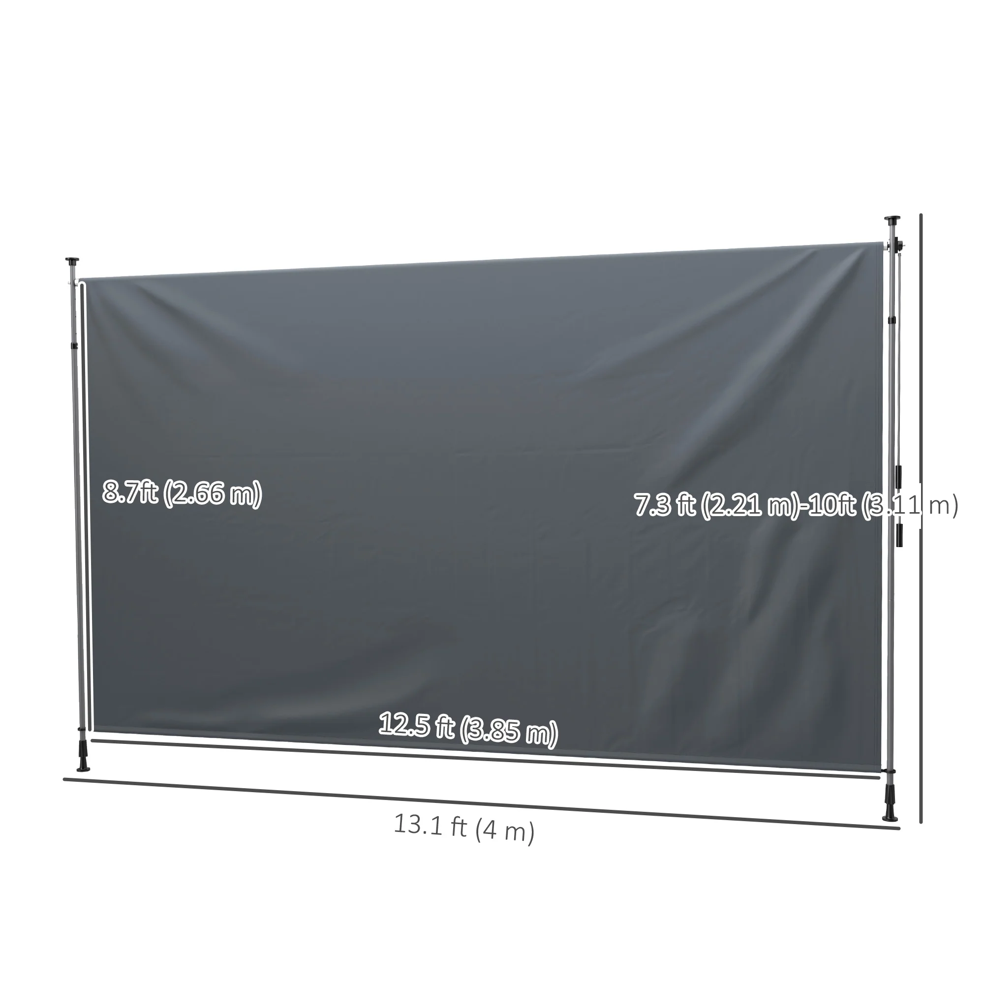 13' x 10' Retractable Patio Awning with UPF30+ & Water-Resistant Fabric, Dark Grey - Image 5